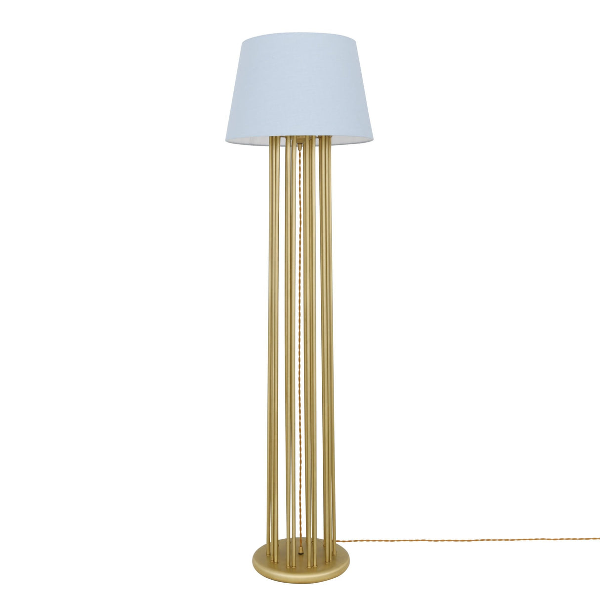 Elegant Banjul Brass Floor Lamp with Fabric Shade