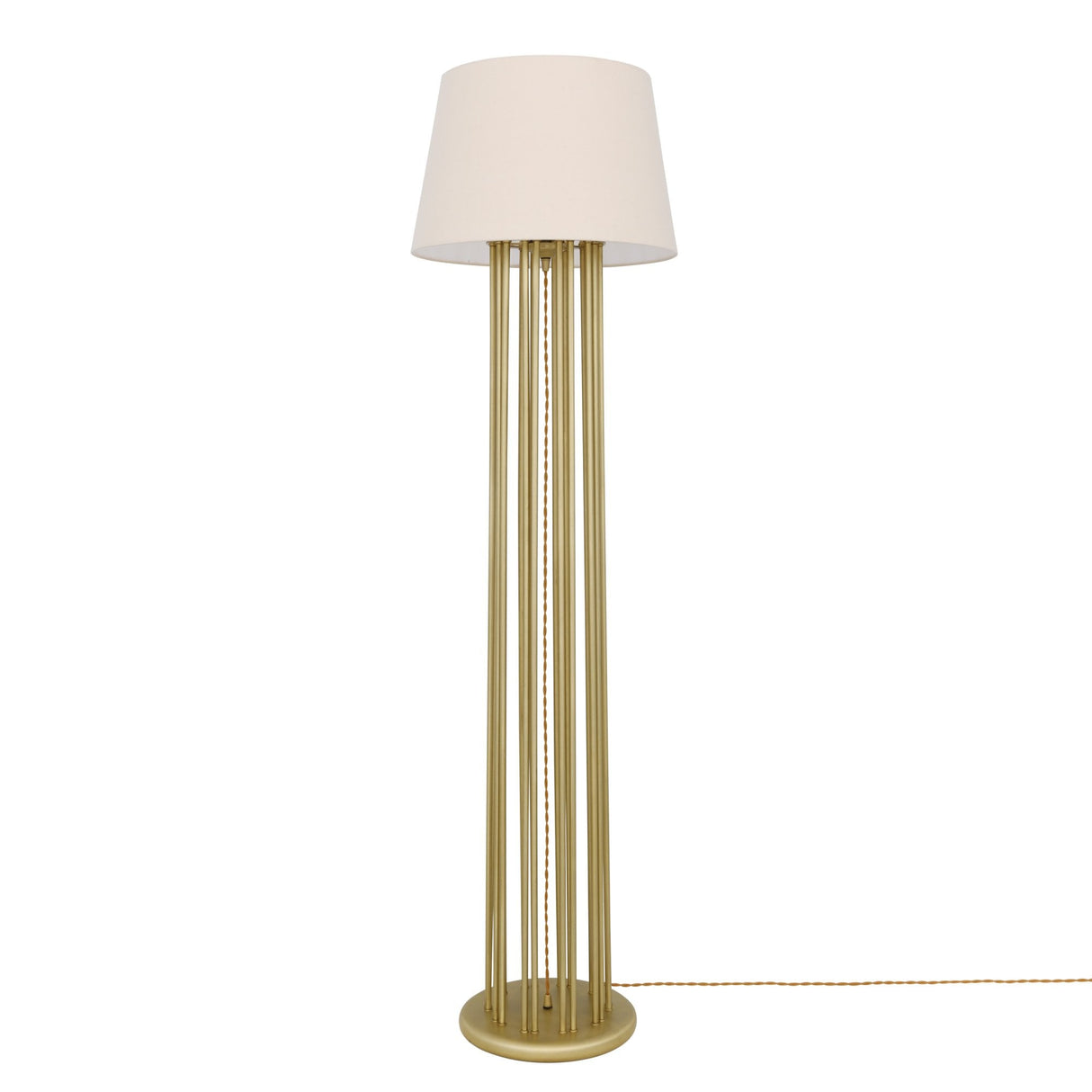 Elegant Banjul Brass Floor Lamp with Fabric Shade