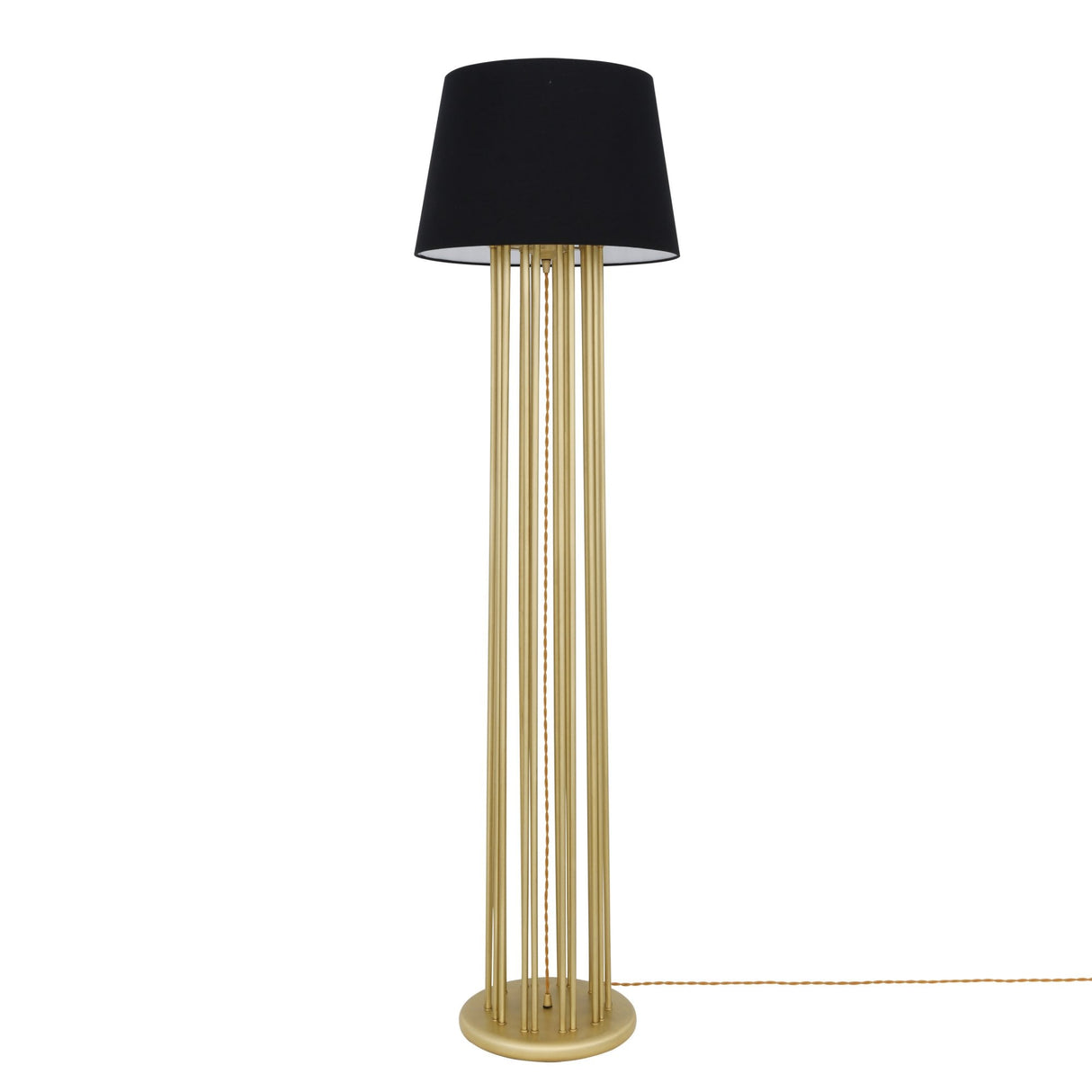 Elegant Banjul Brass Floor Lamp with Fabric Shade