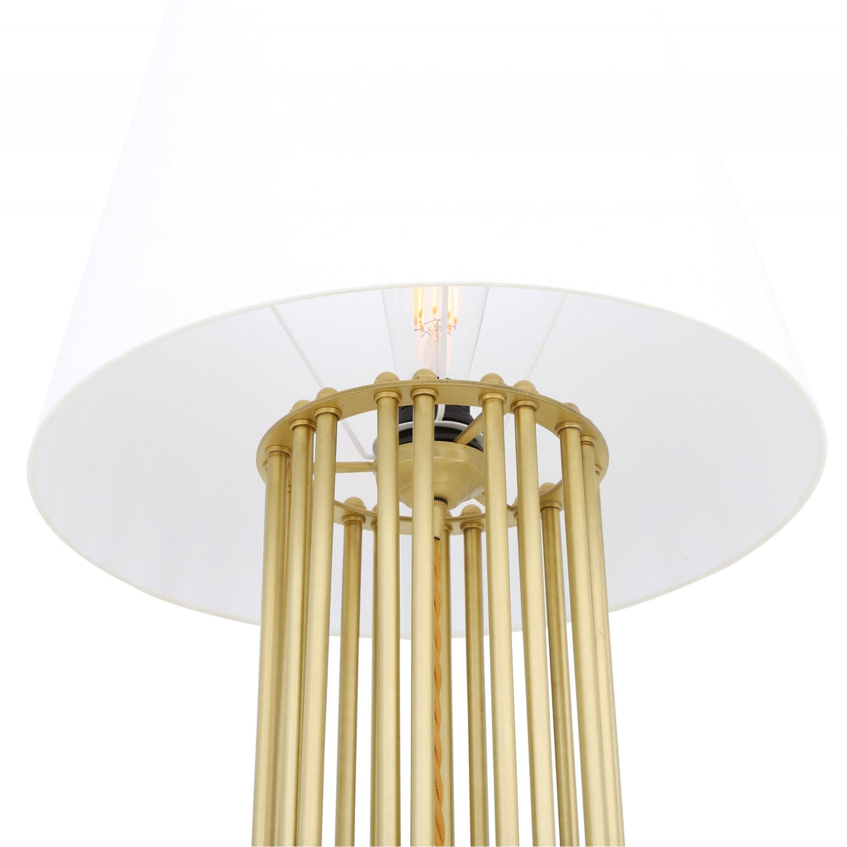 Elegant Banjul Brass Floor Lamp with Fabric Shade