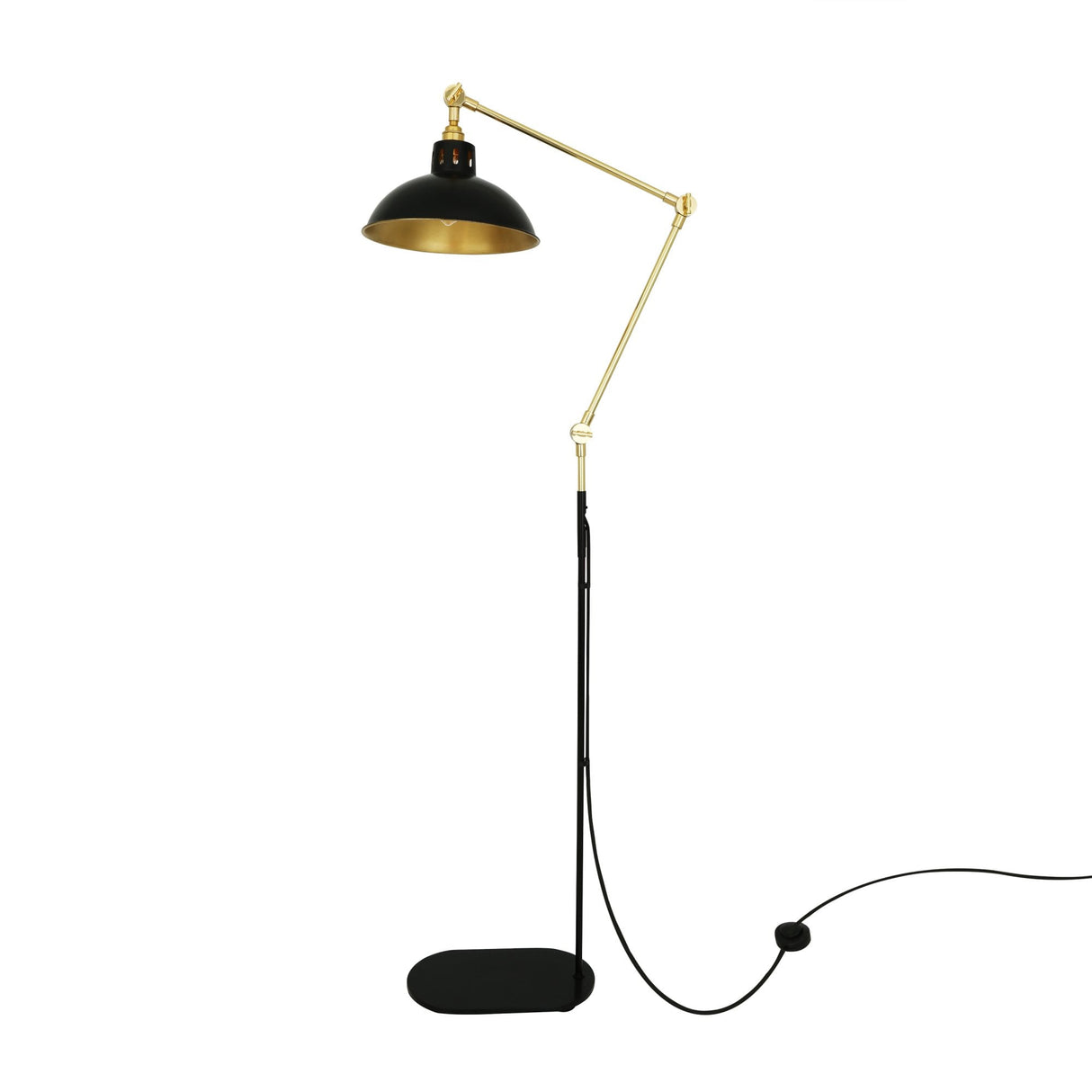 Senglea Adjustable Floor Lamp in Polished Brass & Matte Black