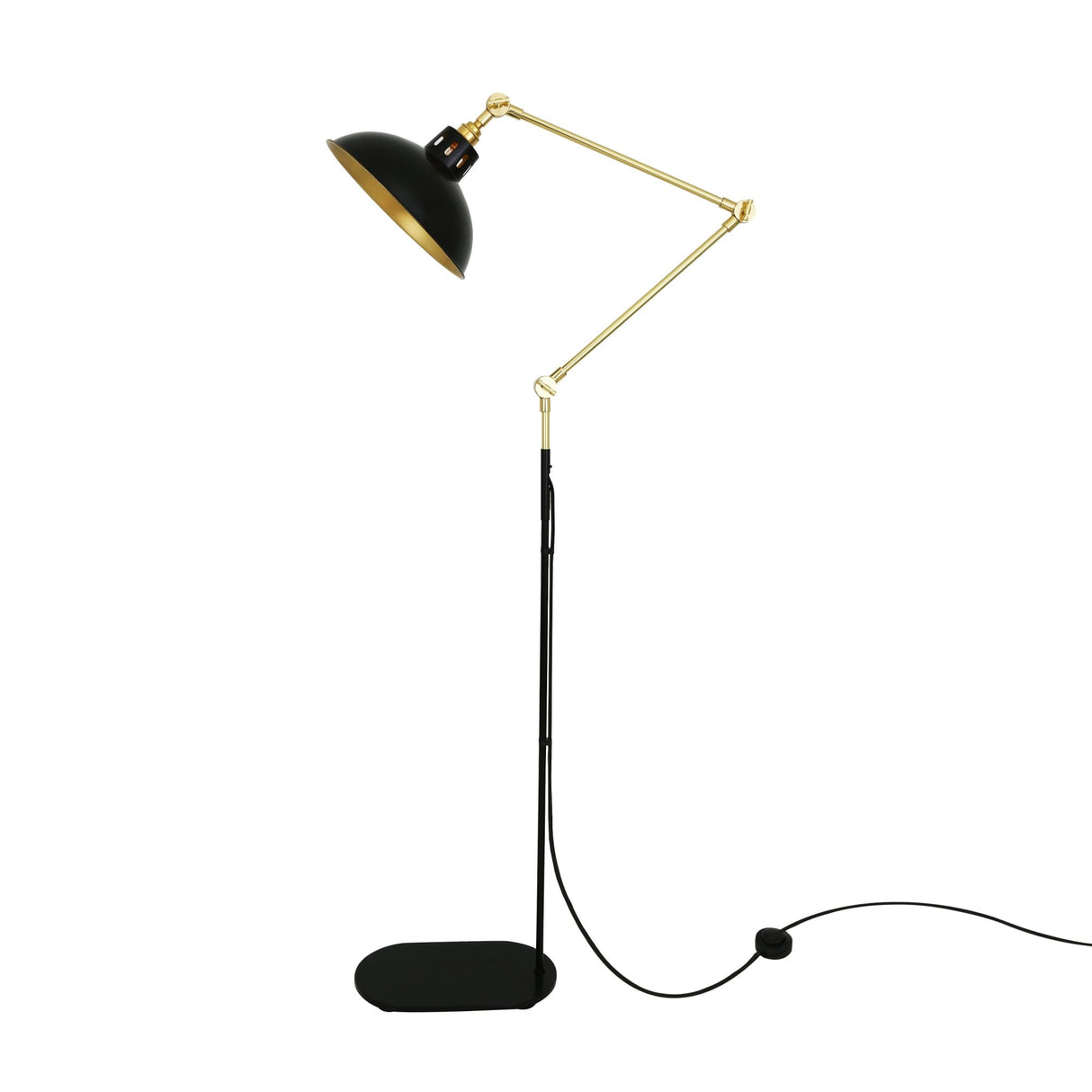 Senglea Adjustable Floor Lamp in Polished Brass & Matte Black