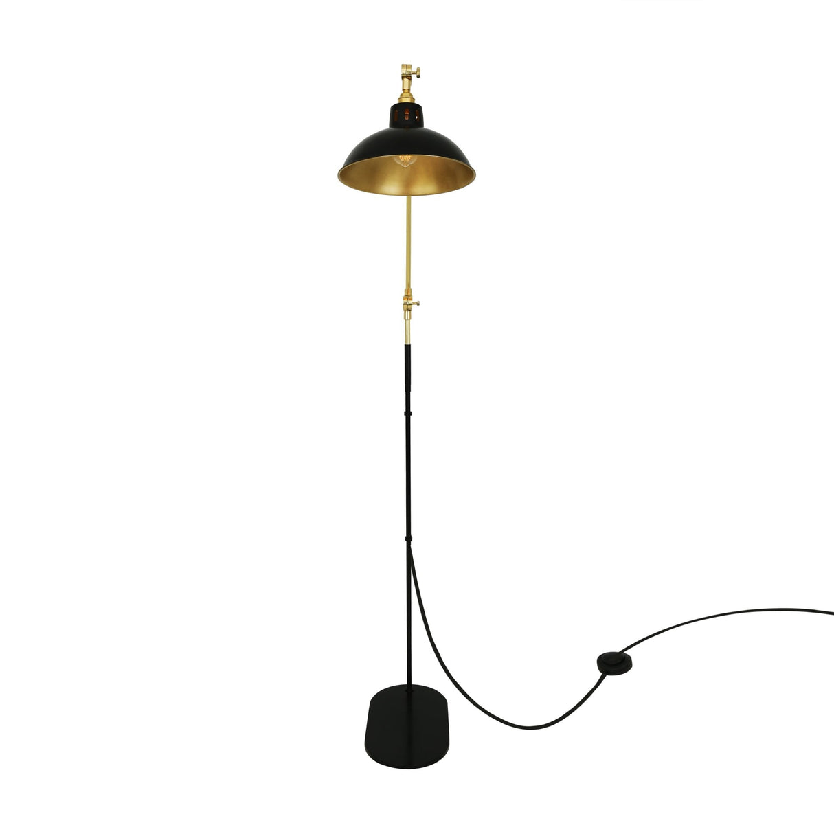 Senglea Adjustable Floor Lamp in Polished Brass & Matte Black