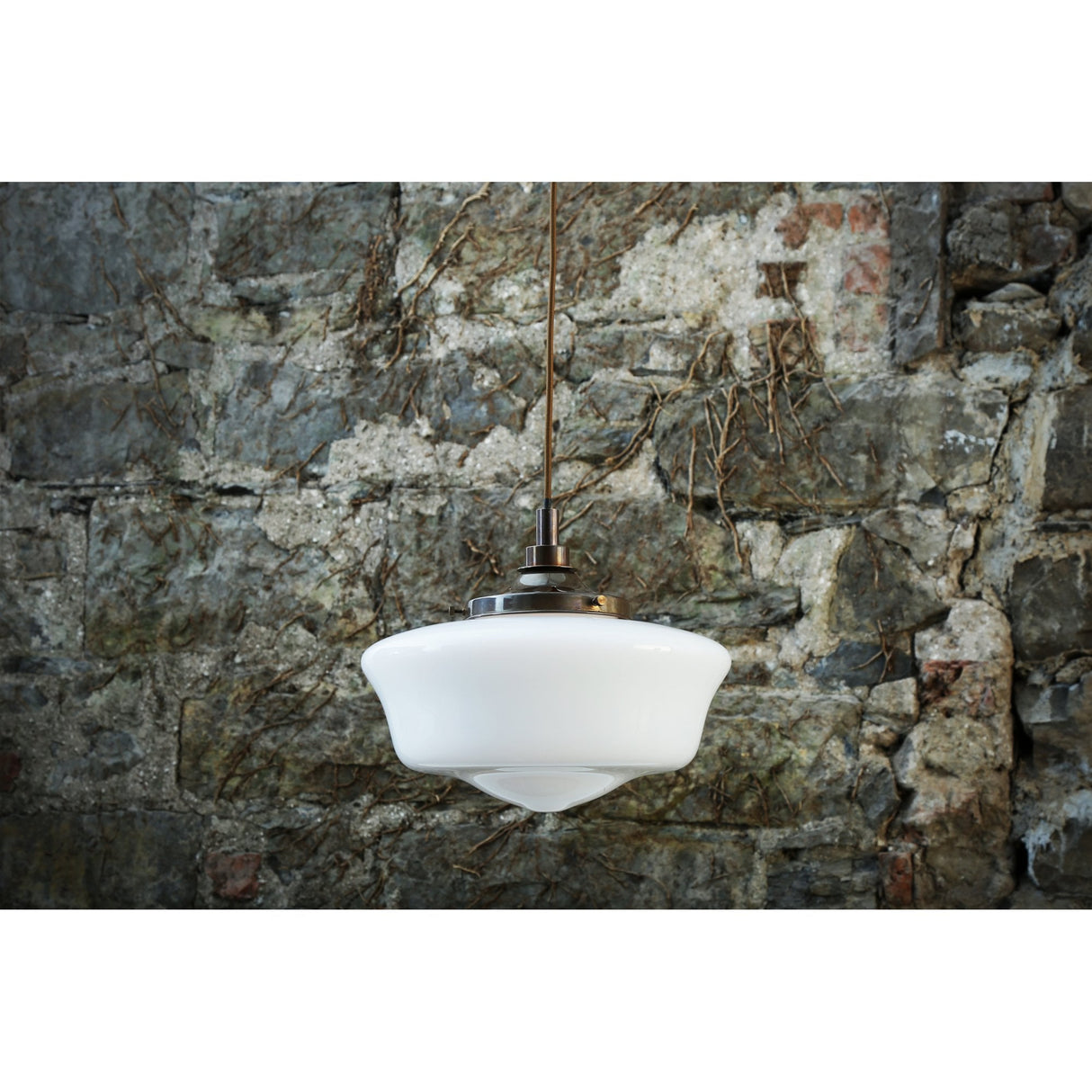 Vintage Brass Anath Glass Pendant Light