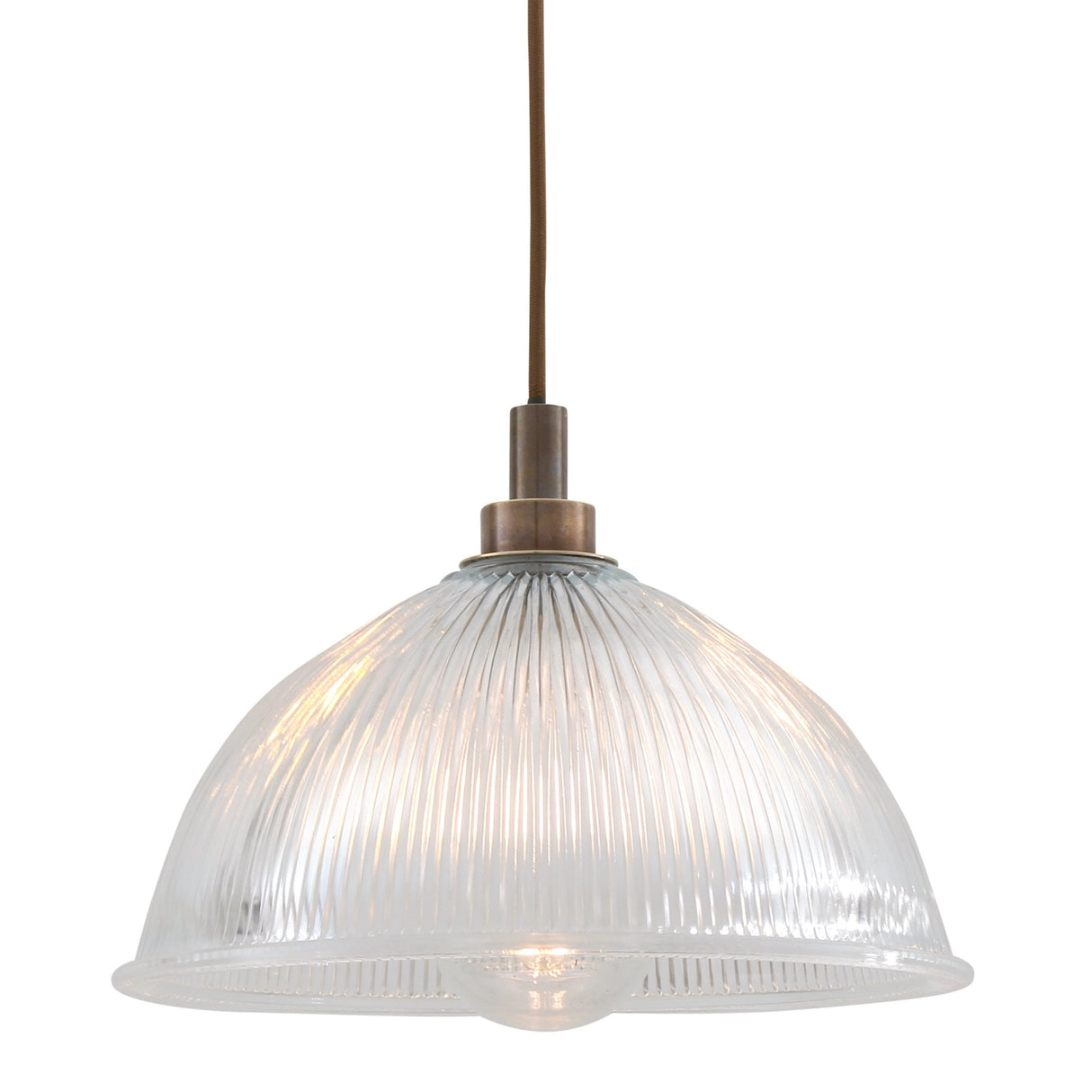 Maris Pendant Light in Antique Brass with Clear Prismatic Glass