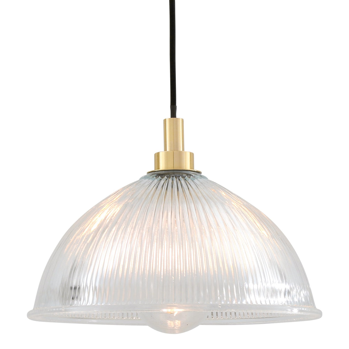 Maris Pendant Light in Antique Brass with Clear Prismatic Glass