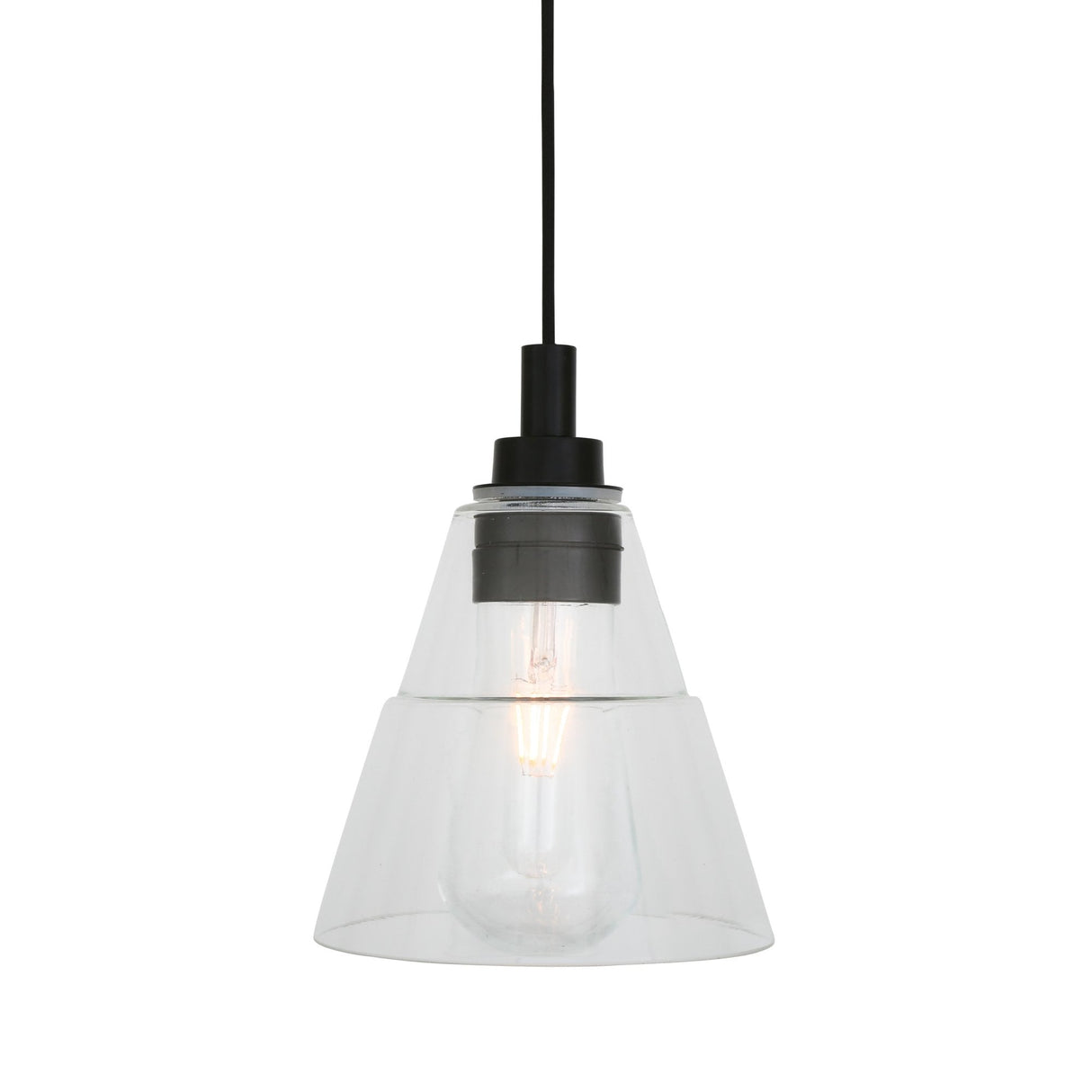 Elegant Clear Glass Cone Pendant Light with Antique Brass Finish