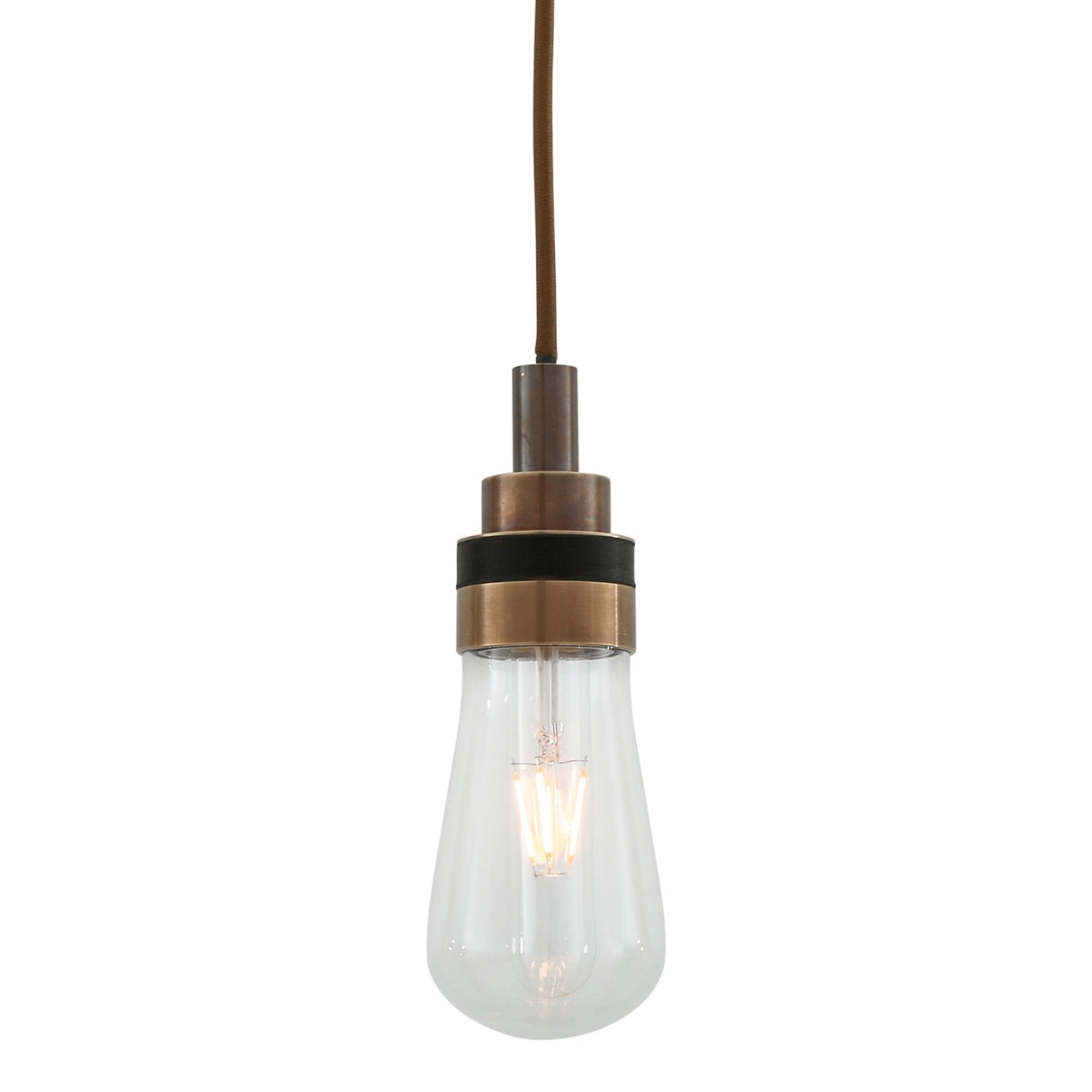 Bo Rustic Pendant Light with Antique Brass Finish and Edison Bulb