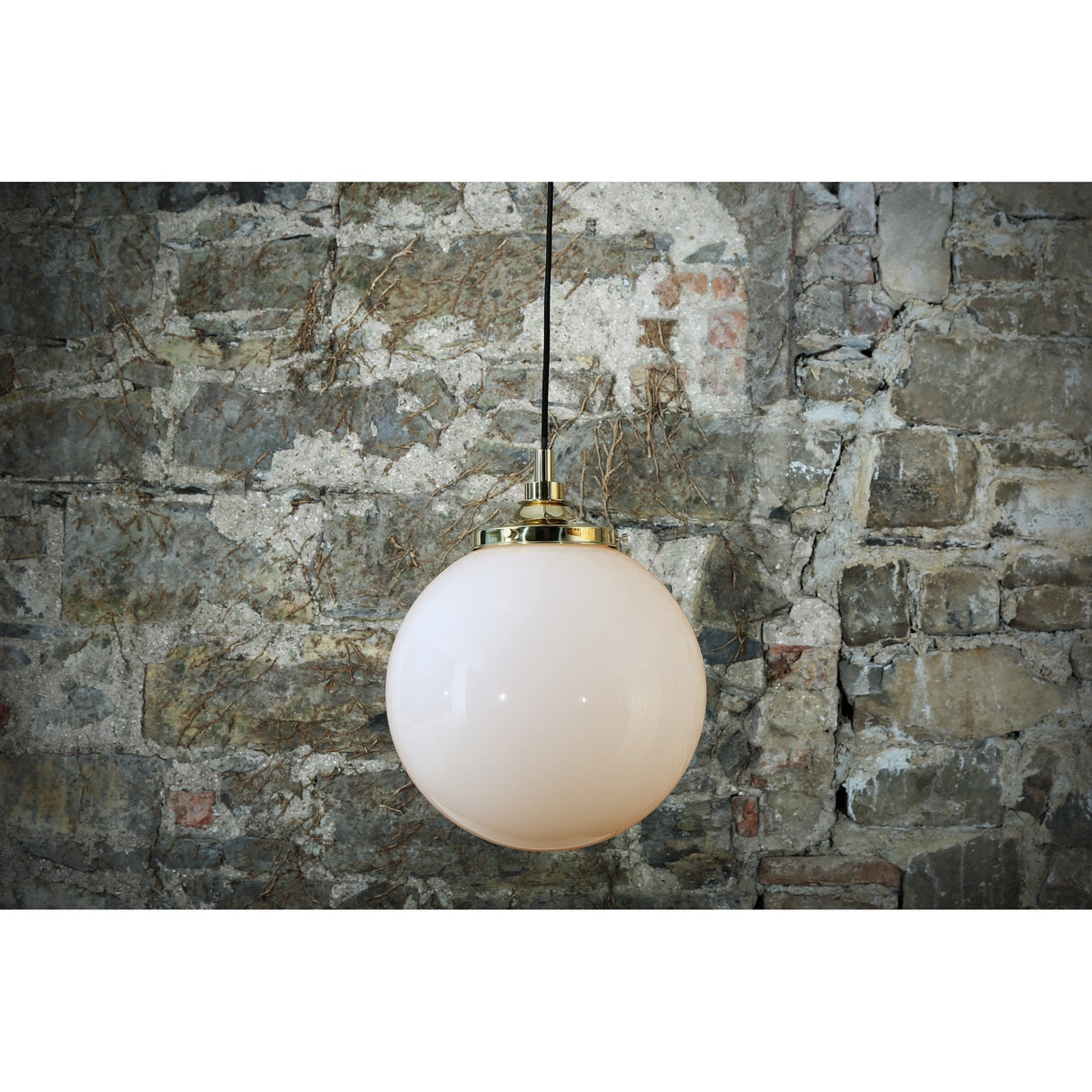 Pelagia Antique Brass 35cm Opal Globe Pendant Light