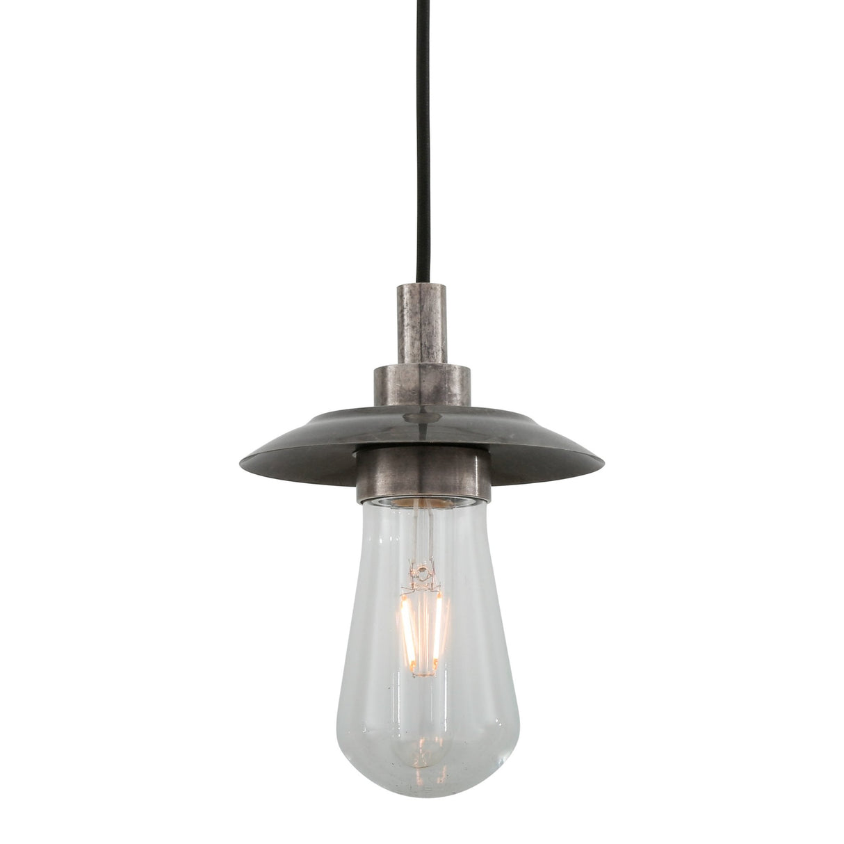 Ren Single Filament Glass Pendant with Antique Brass Accent
