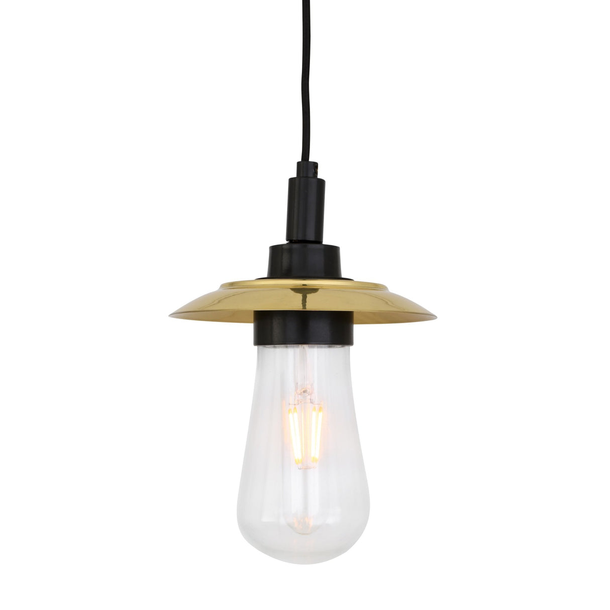 Ren Single Filament Glass Pendant with Antique Brass Accent
