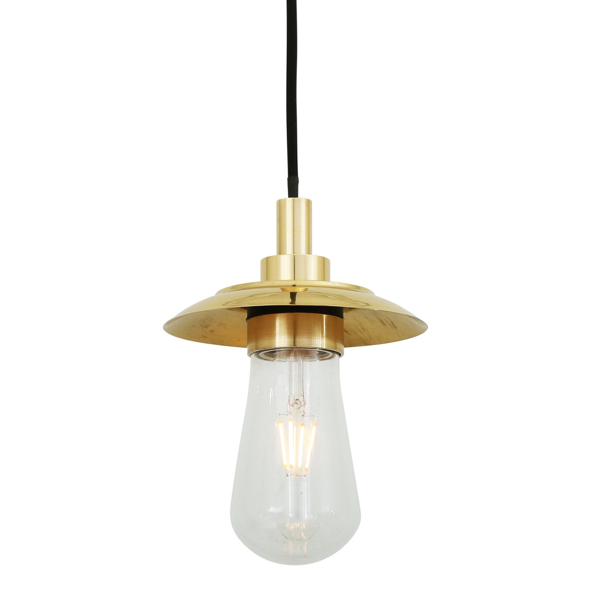 Ren Single Filament Glass Pendant with Antique Brass Accent