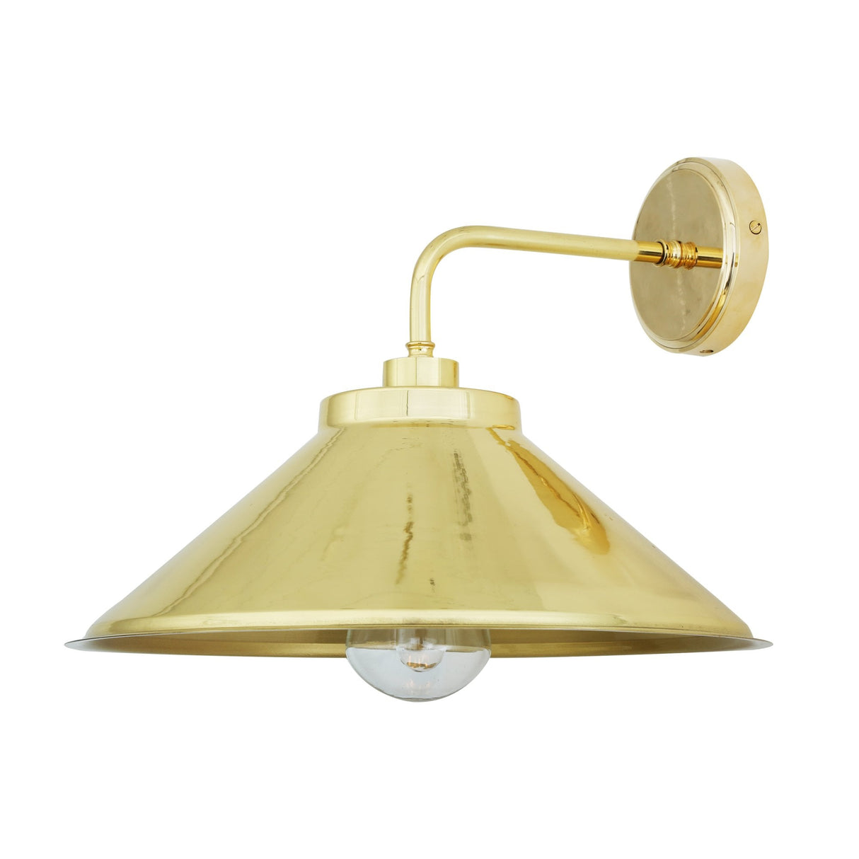 Nerissa Industrial Wall Light with Antique Brass Finish and Cone Shade