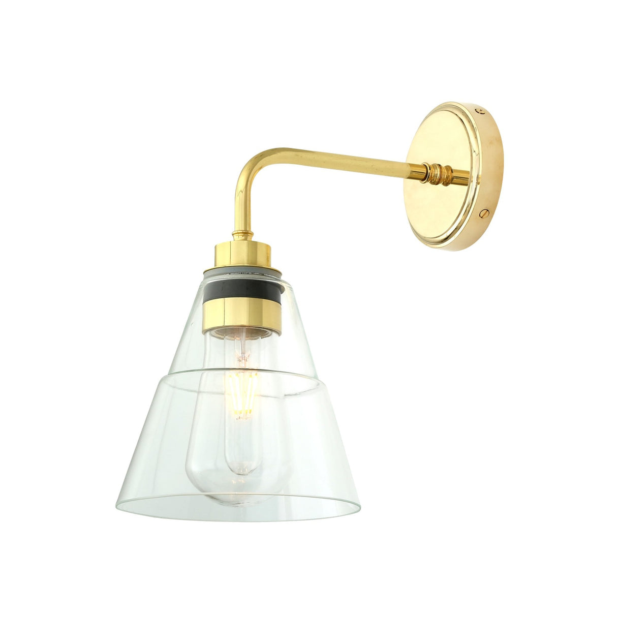 Vintage Brass & Glass Downlight Wall Sconce