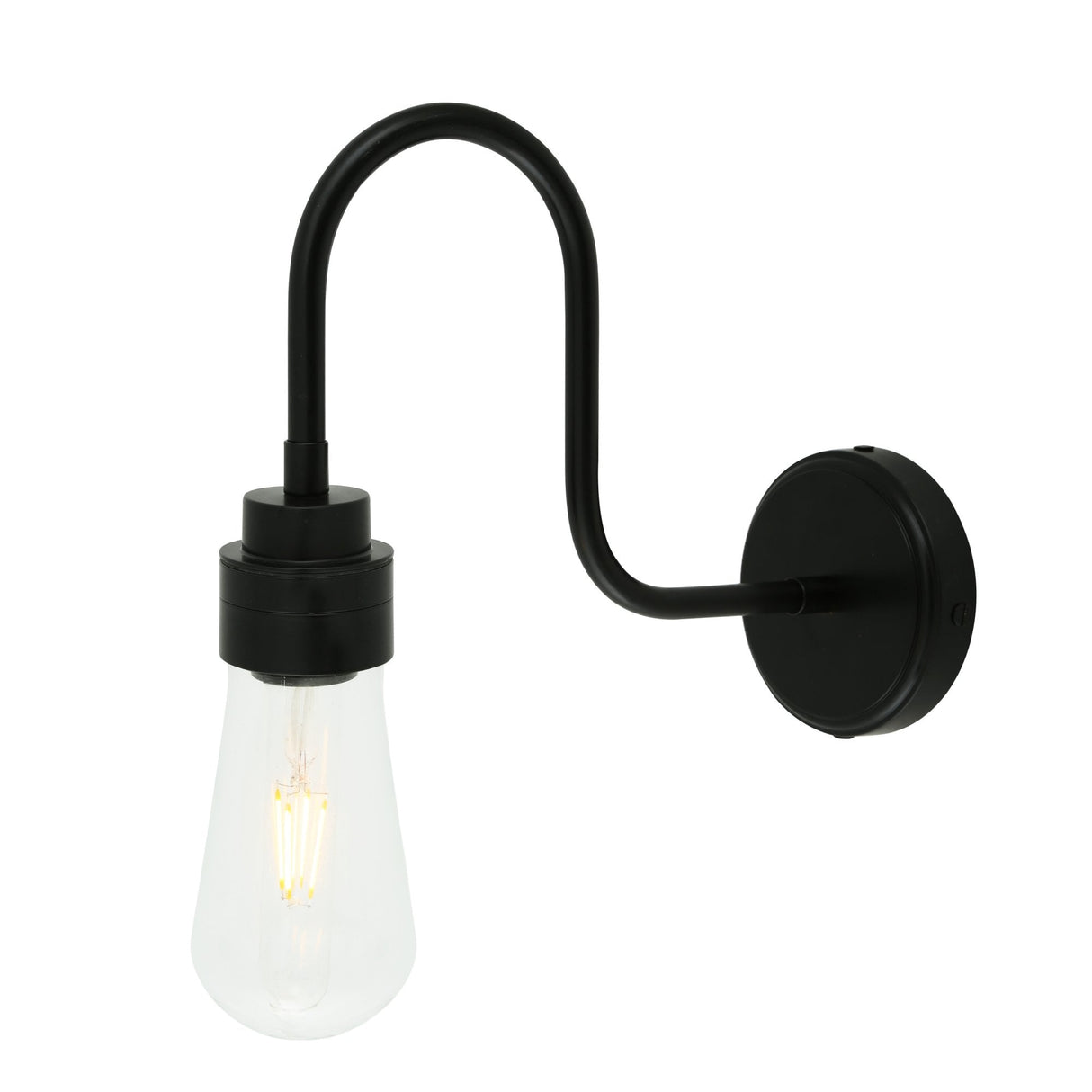 Vintage Industrial Swan Neck Wall Light in Antique Brass