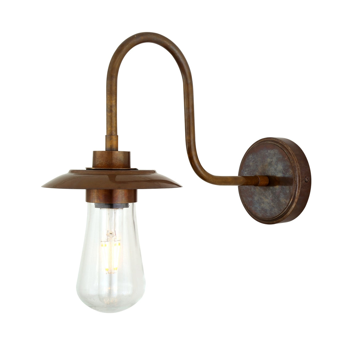 Ren Industrial Vintage Brass Swan Neck Wall Light