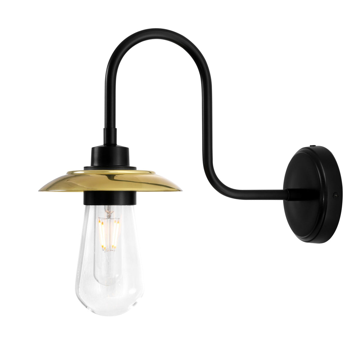 Ren Industrial Vintage Brass Swan Neck Wall Light