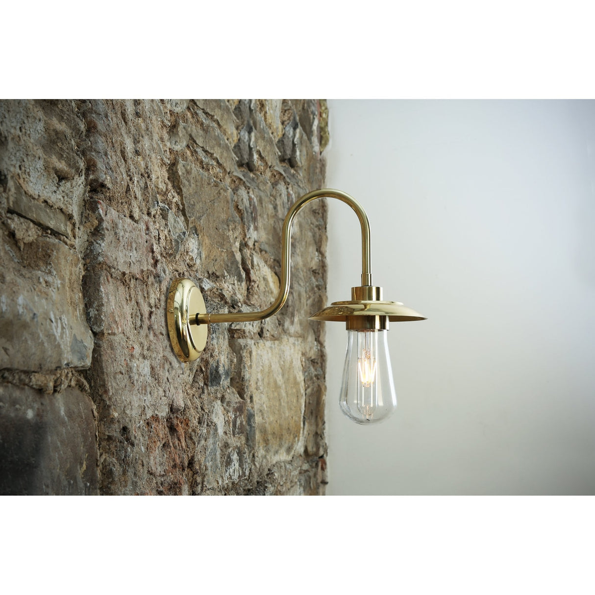 Ren Industrial Vintage Brass Swan Neck Wall Light