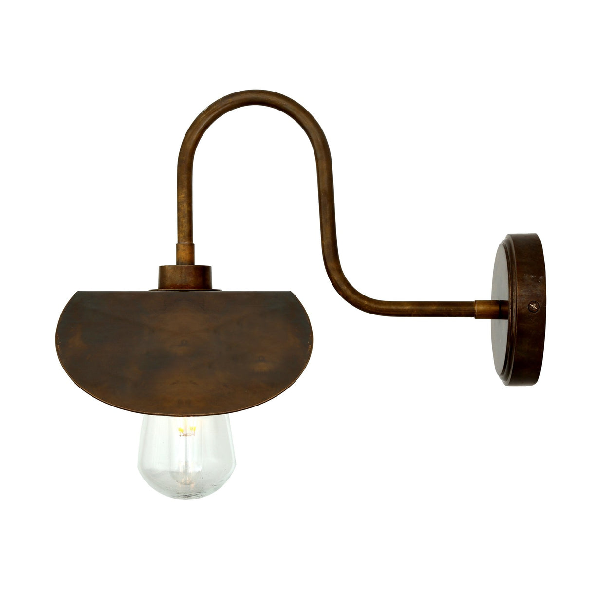 Vintage Swan Neck Wall Light in Antique Brass Finish