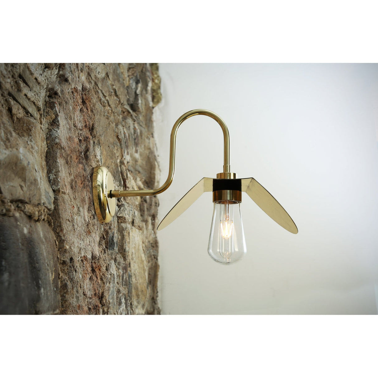 Vintage Swan Neck Wall Light in Antique Brass Finish
