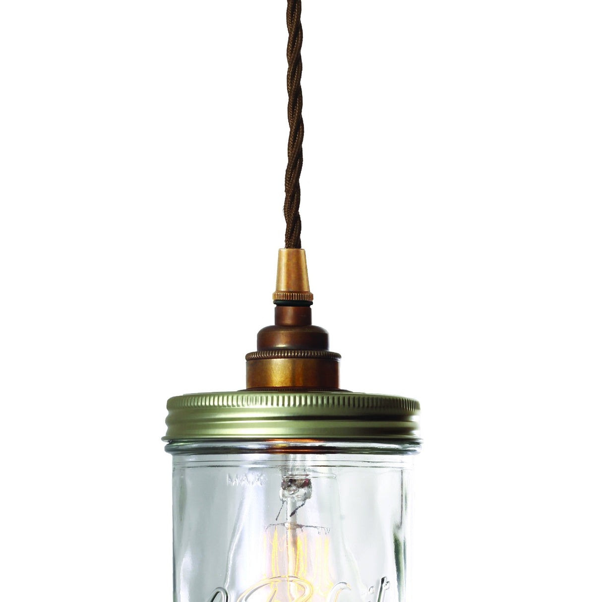 Vintage Chic Jam-Jar Pendant Light in Antique Brass