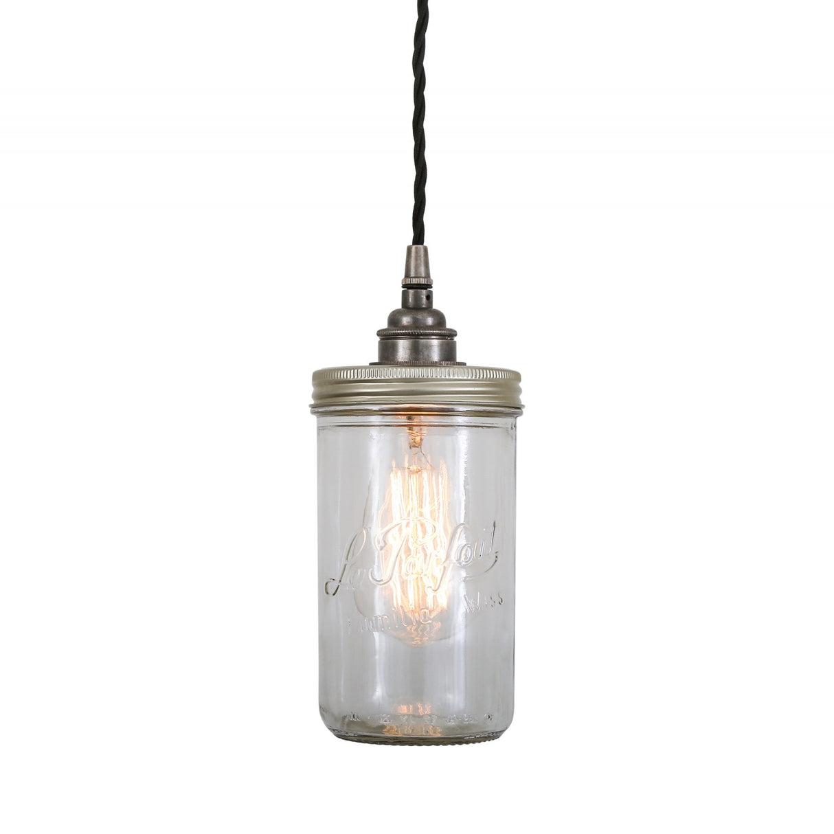 Vintage Chic Jam-Jar Pendant Light in Antique Brass