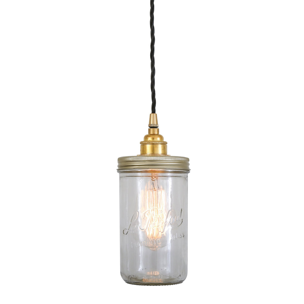 Vintage Chic Jam-Jar Pendant Light in Antique Brass