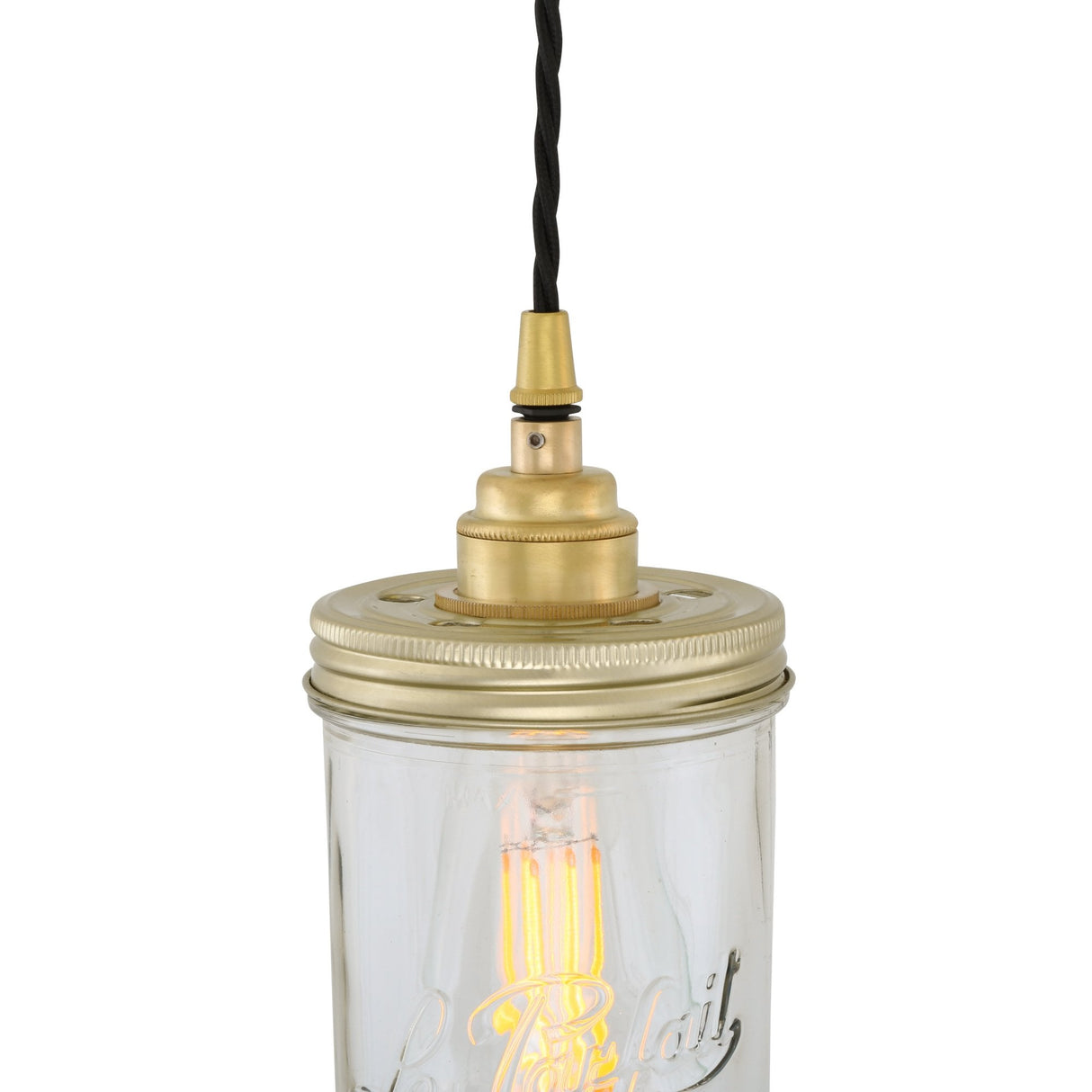 Vintage Chic Jam-Jar Pendant Light in Antique Brass