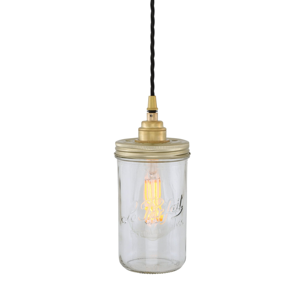 Vintage Chic Jam-Jar Pendant Light in Antique Brass