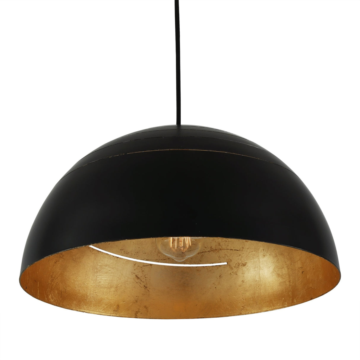 Midas Elegance: Black & Gold Leaf Pendant