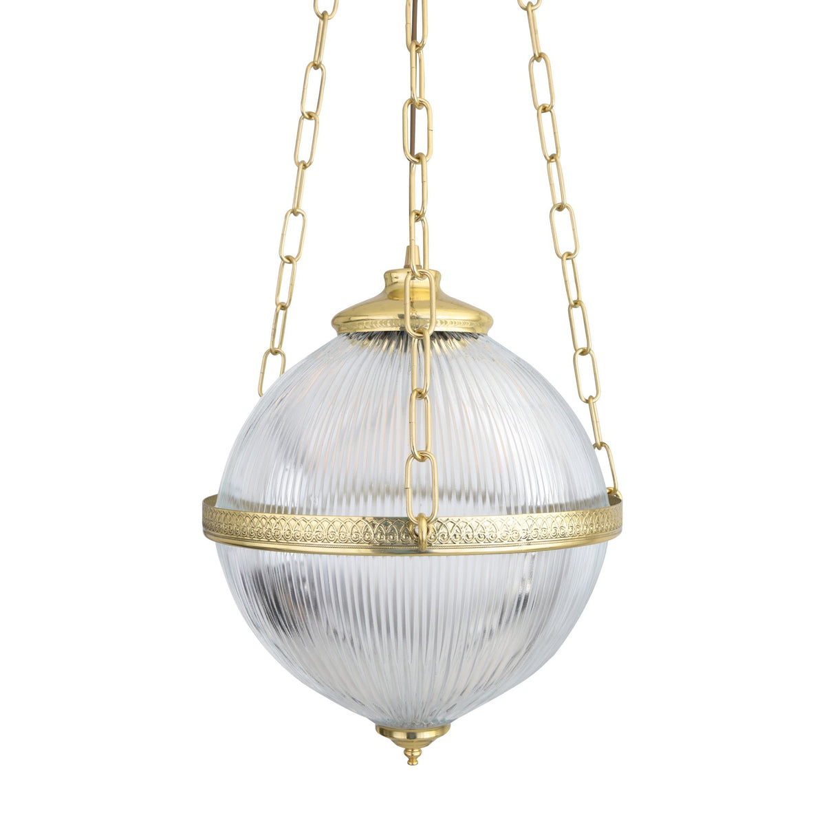 Blaenau Victorian Holophane Pendant Light in Antique Brass