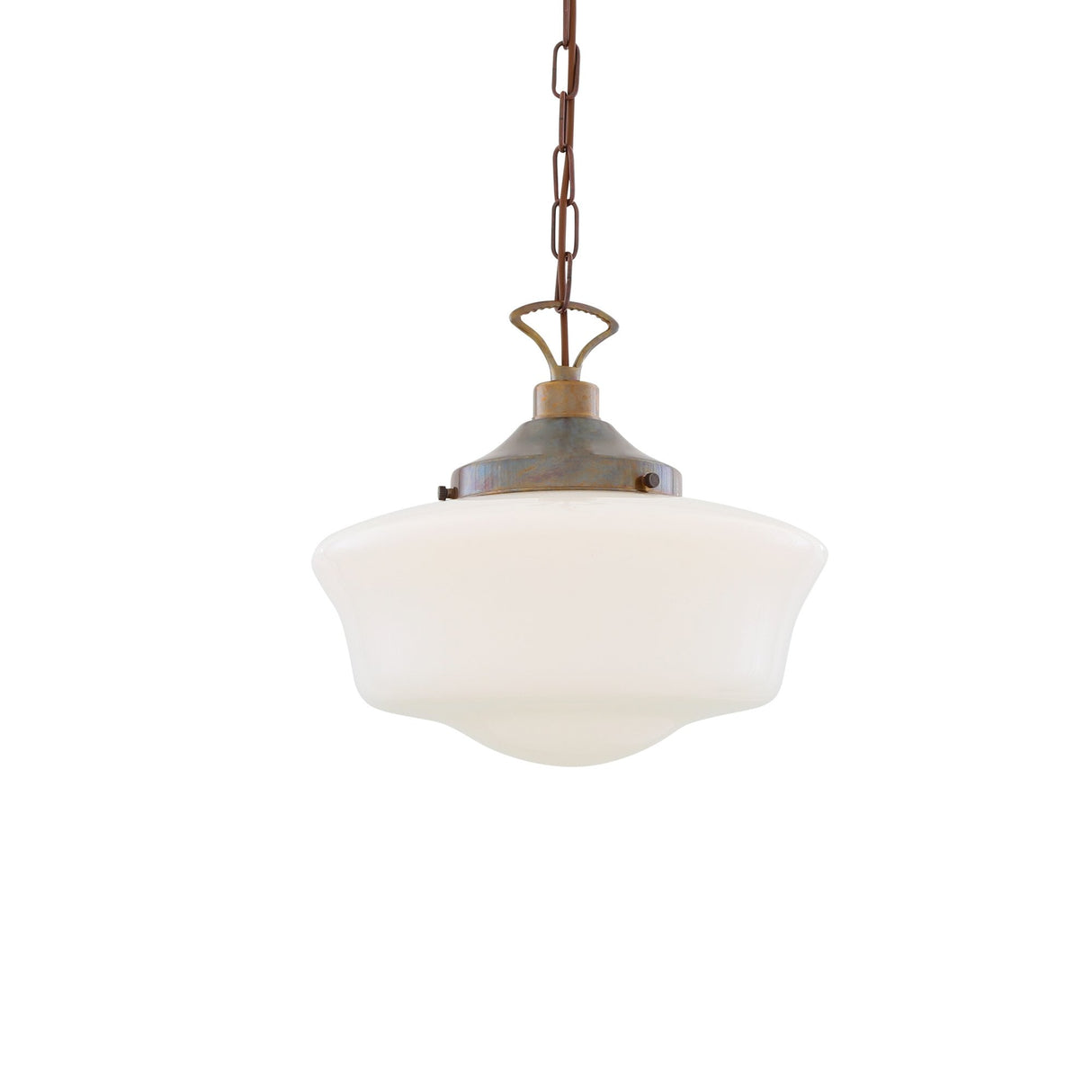 Vintage-Style Schoolhouse Pendant Light in Antique Brass