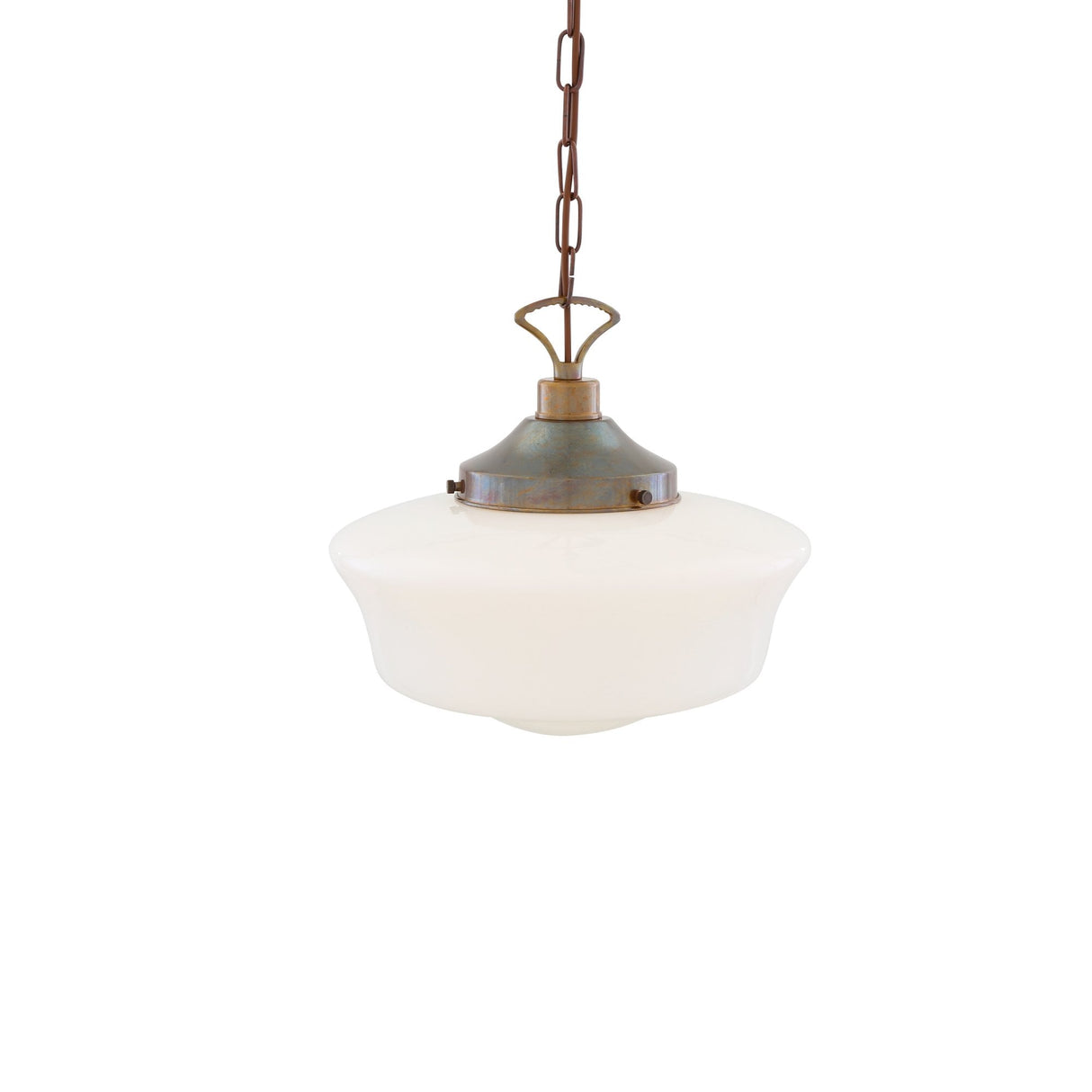 Vintage-Style Schoolhouse Pendant Light in Antique Brass