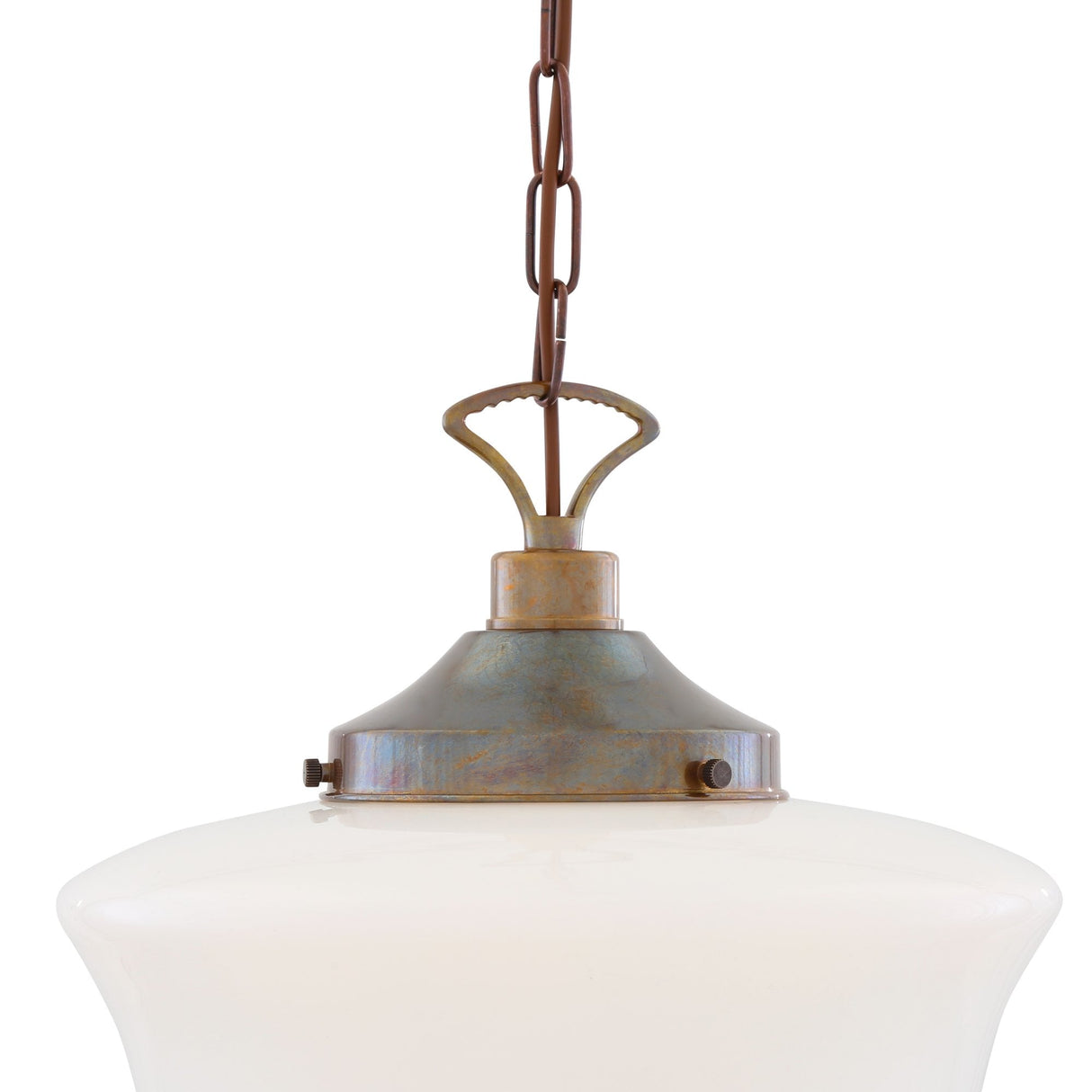 Vintage-Style Schoolhouse Pendant Light in Antique Brass
