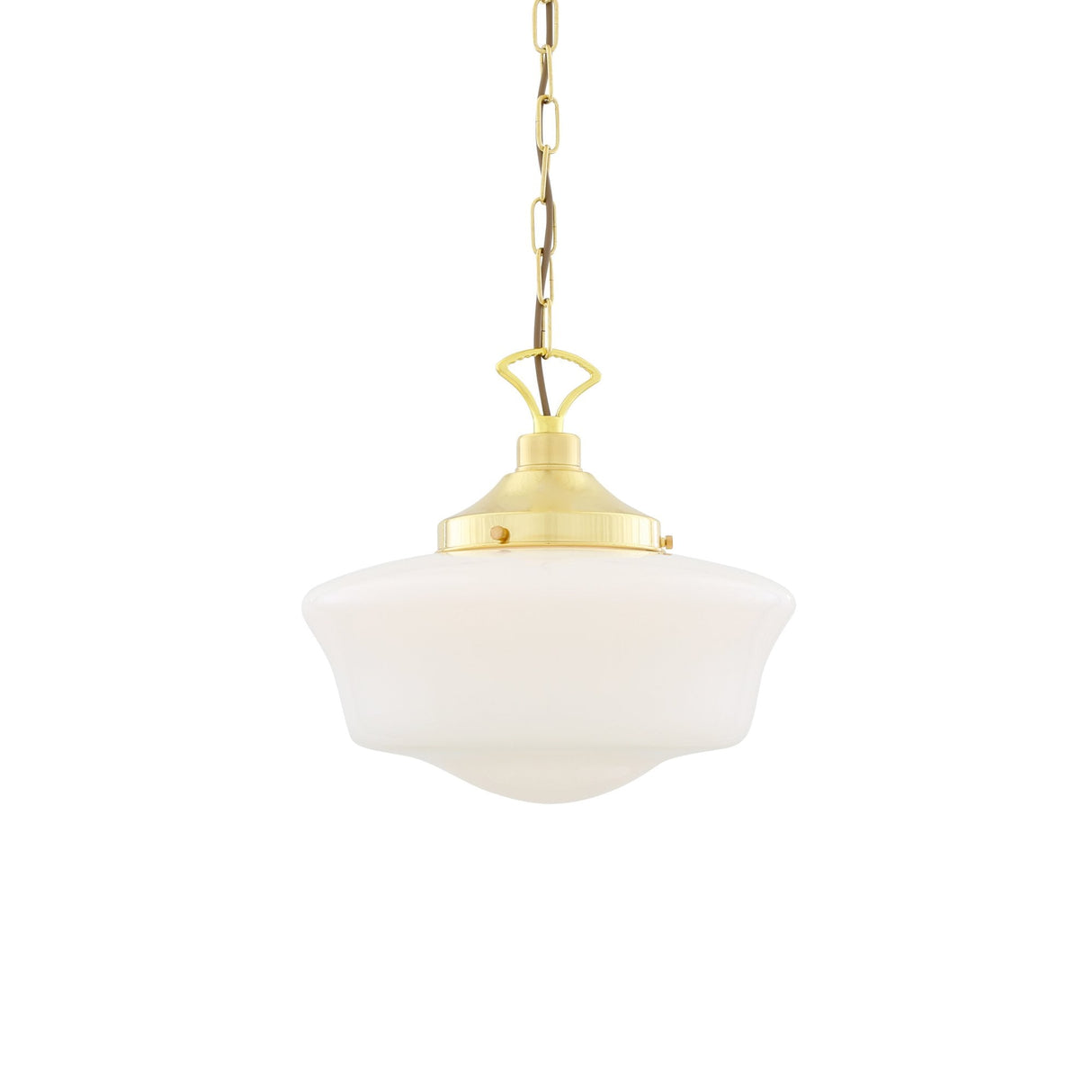 Vintage-Style Schoolhouse Pendant Light in Antique Brass