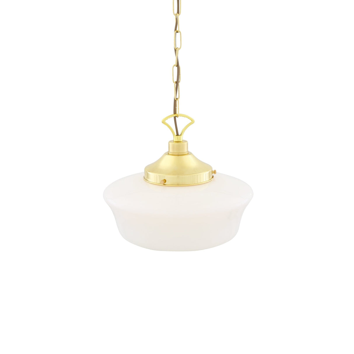 Vintage-Style Schoolhouse Pendant Light in Antique Brass