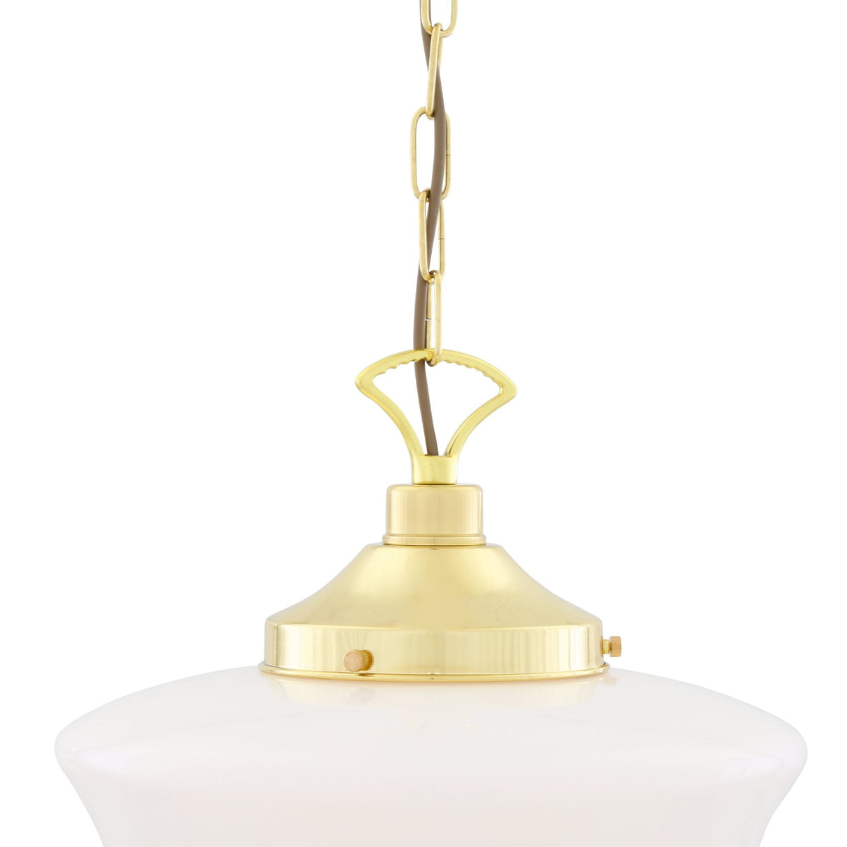 Vintage-Style Schoolhouse Pendant Light in Antique Brass