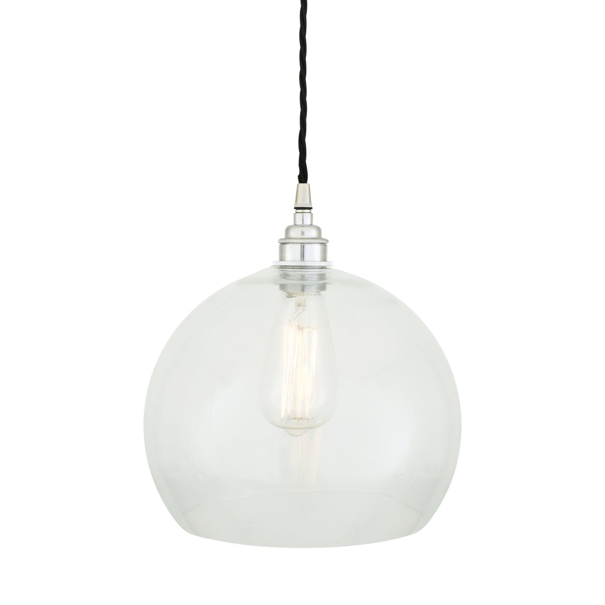 Vintage Brass & Glass Globe Pendant Light Fixture