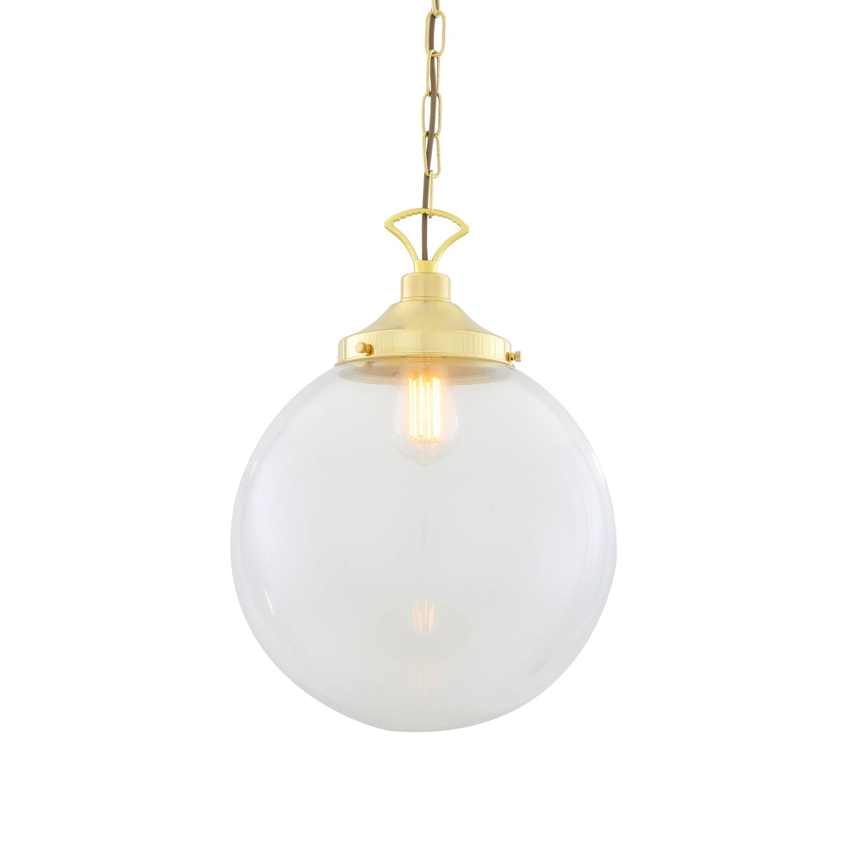 Vintage Brass Globe Pendant Light - Riad Collection, 35cm