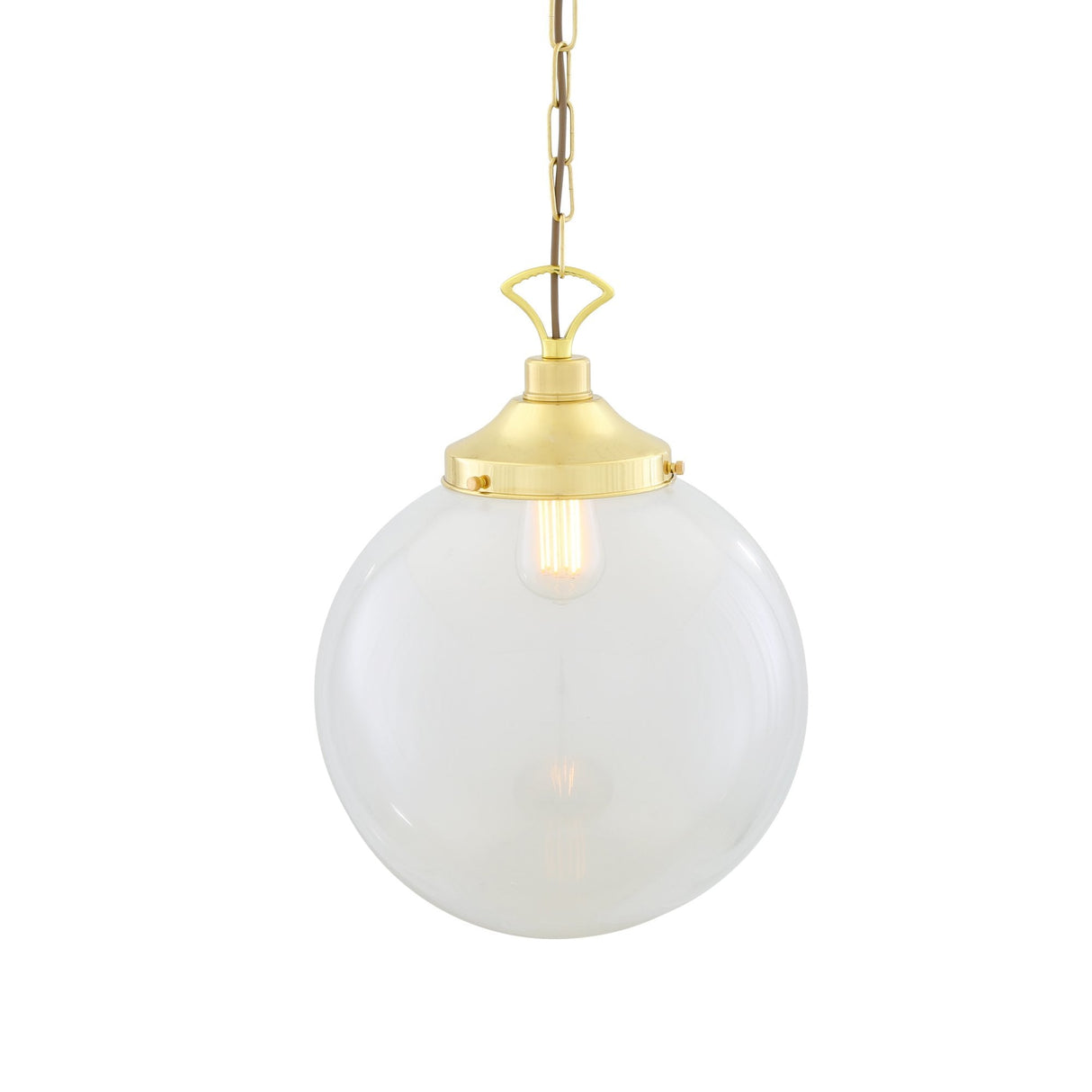 Vintage Brass Globe Pendant Light - Riad Collection, 35cm