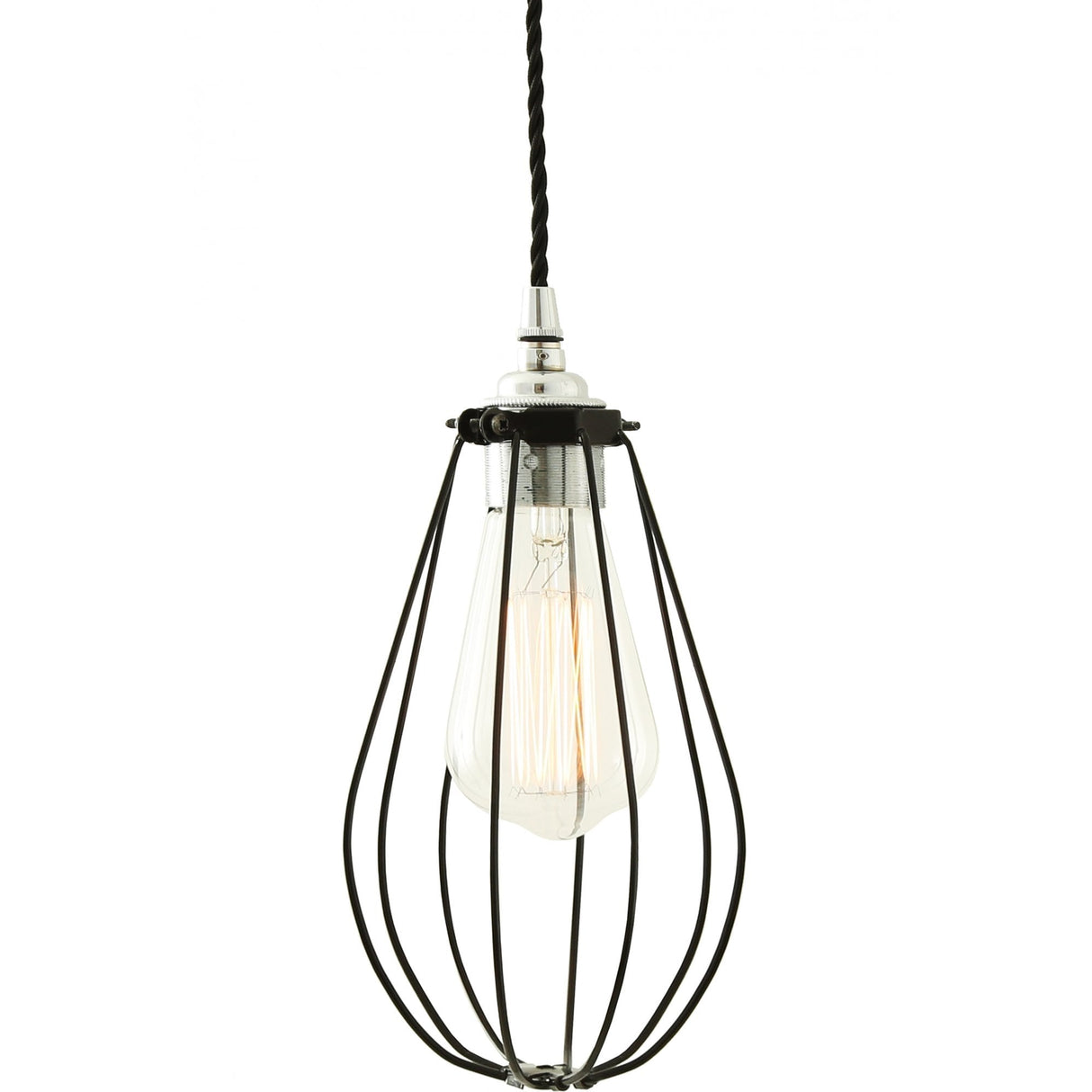 Vox Vintage Cage Pendant Light, Chrome and Black