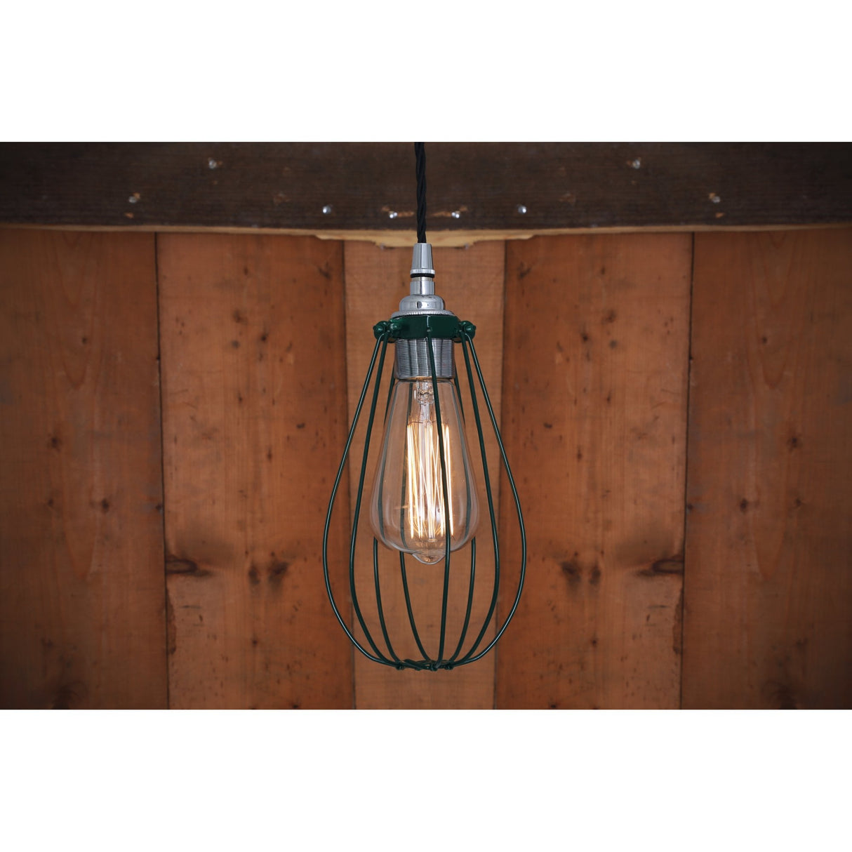 Vox Vintage Cage Pendant Light, Chrome and Black