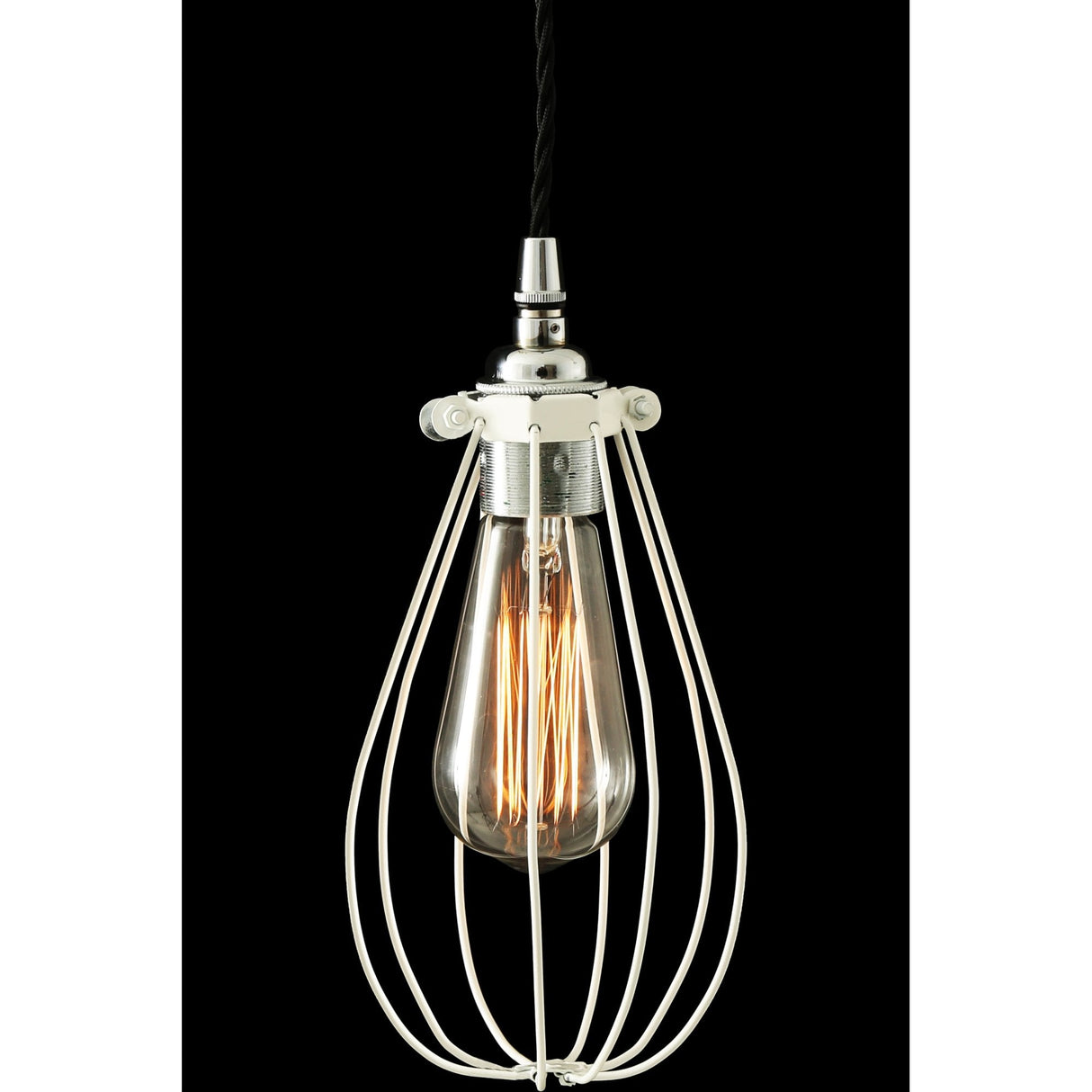 Vox Vintage Cage Pendant Light, Chrome and Black