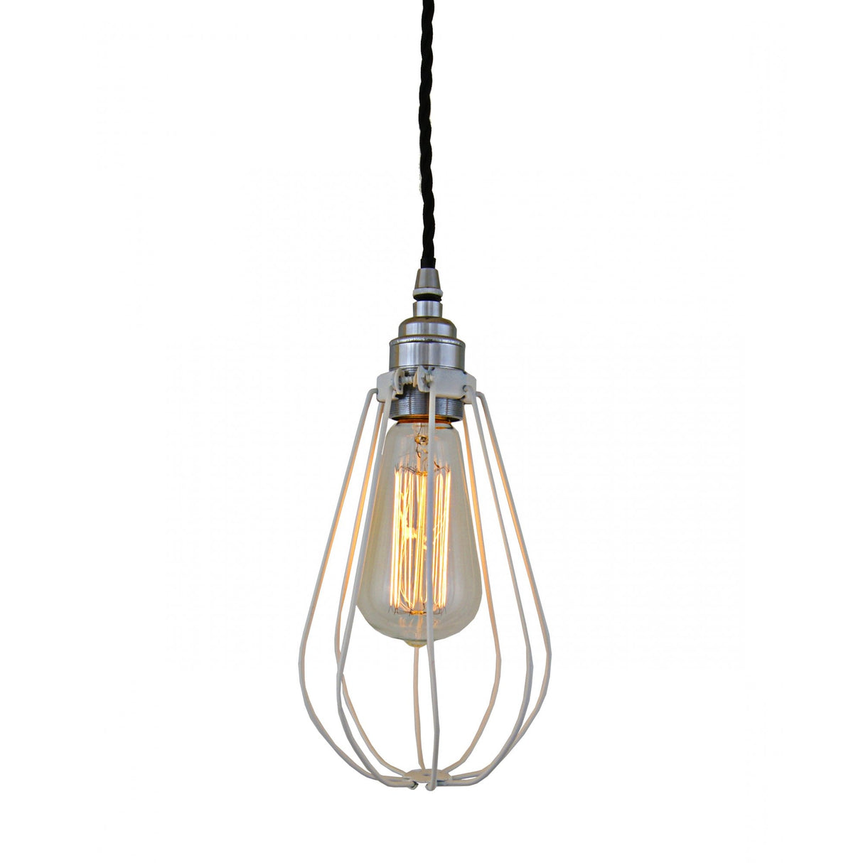 Vox Vintage Cage Pendant Light, Chrome and Black