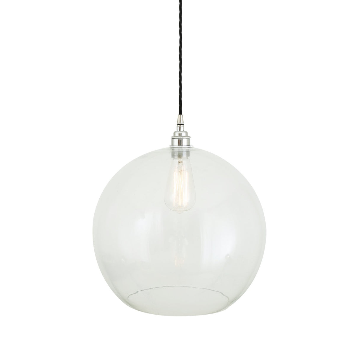 Eden Vintage-Style Brass and Glass Pendant Light E27 - Antique Finish