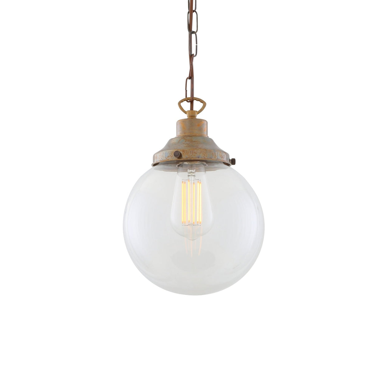 Riad Vintage Clear Globe Pendant Light - Antique Brass Finish