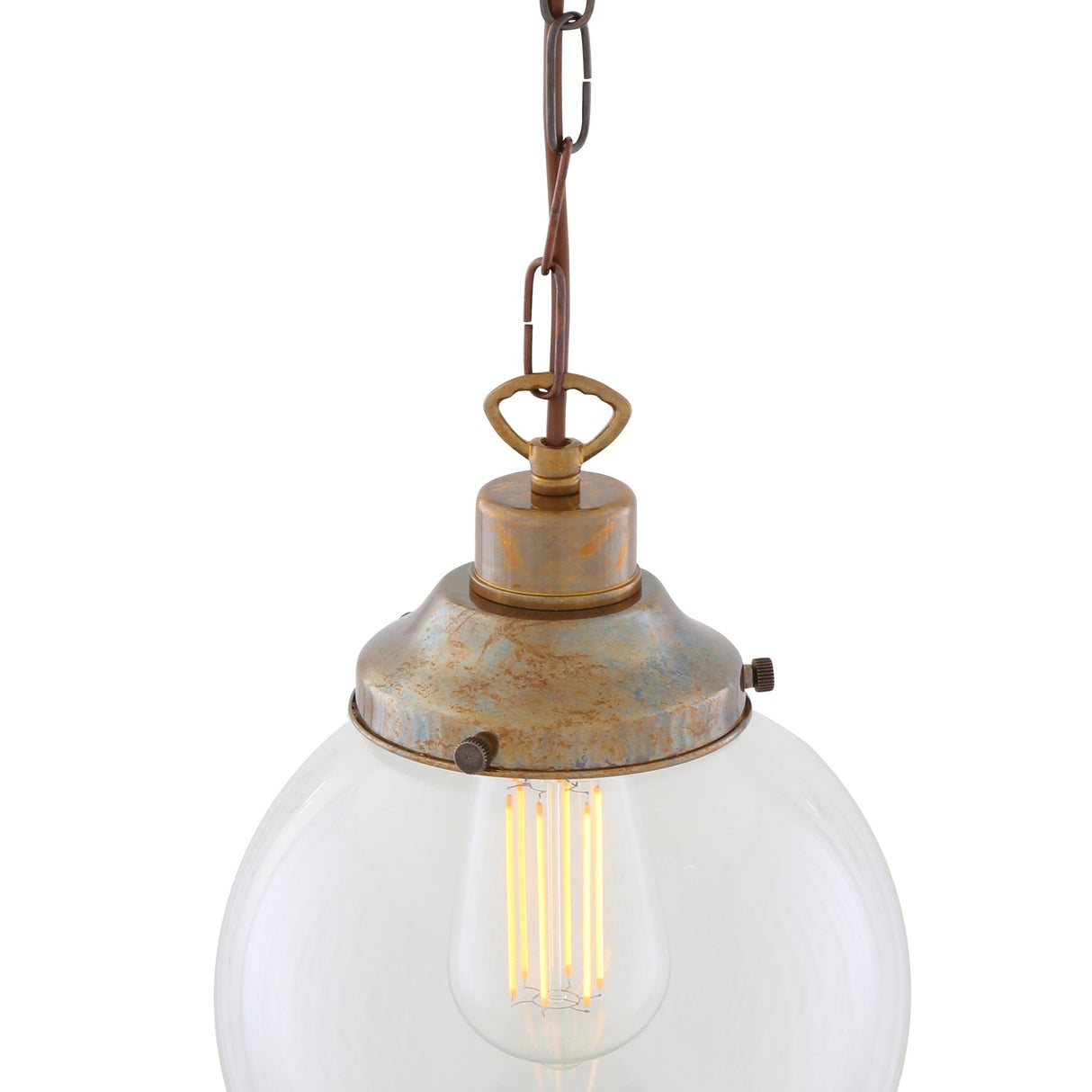 Riad Vintage Clear Globe Pendant Light - Antique Brass Finish