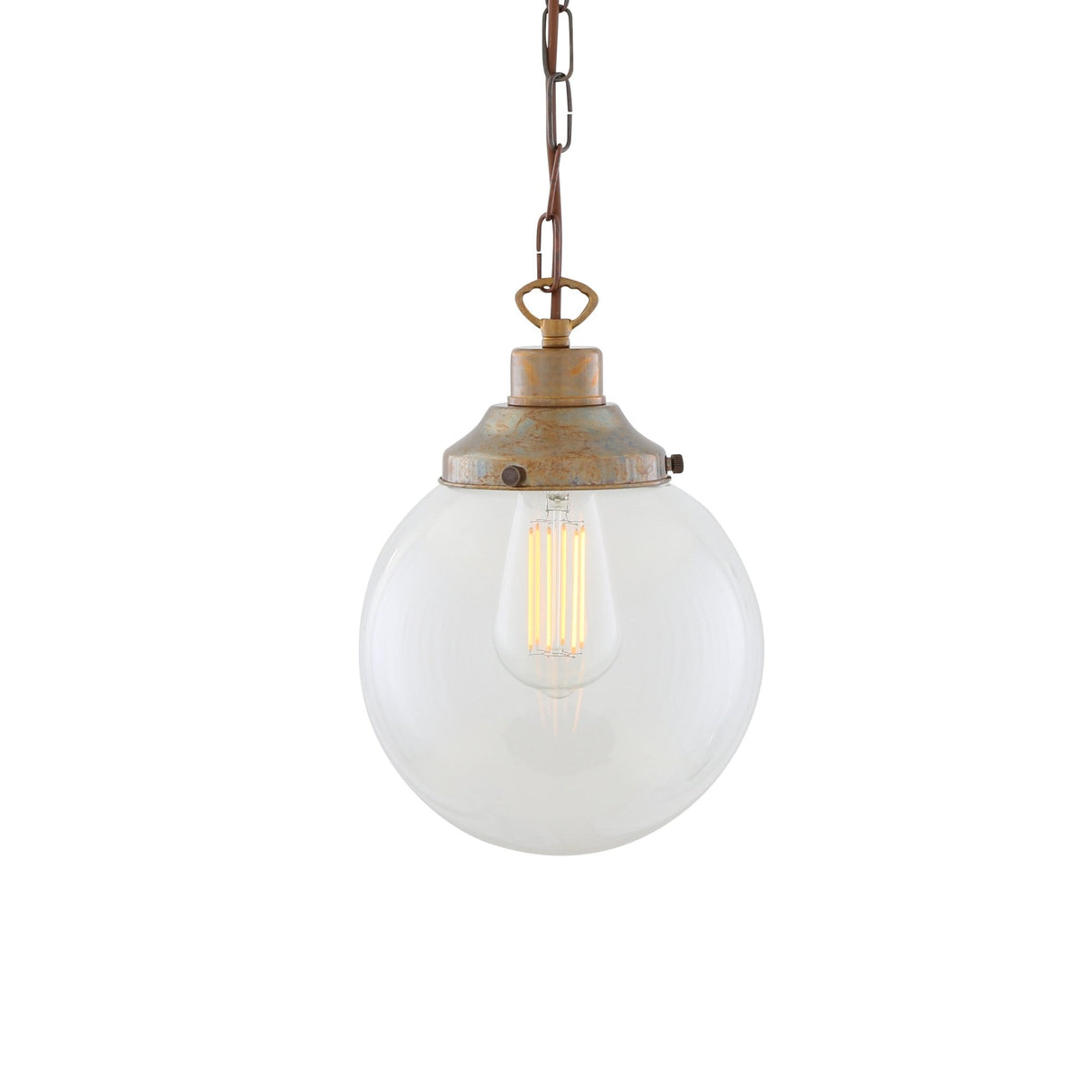 Riad Vintage Clear Globe Pendant Light - Antique Brass Finish