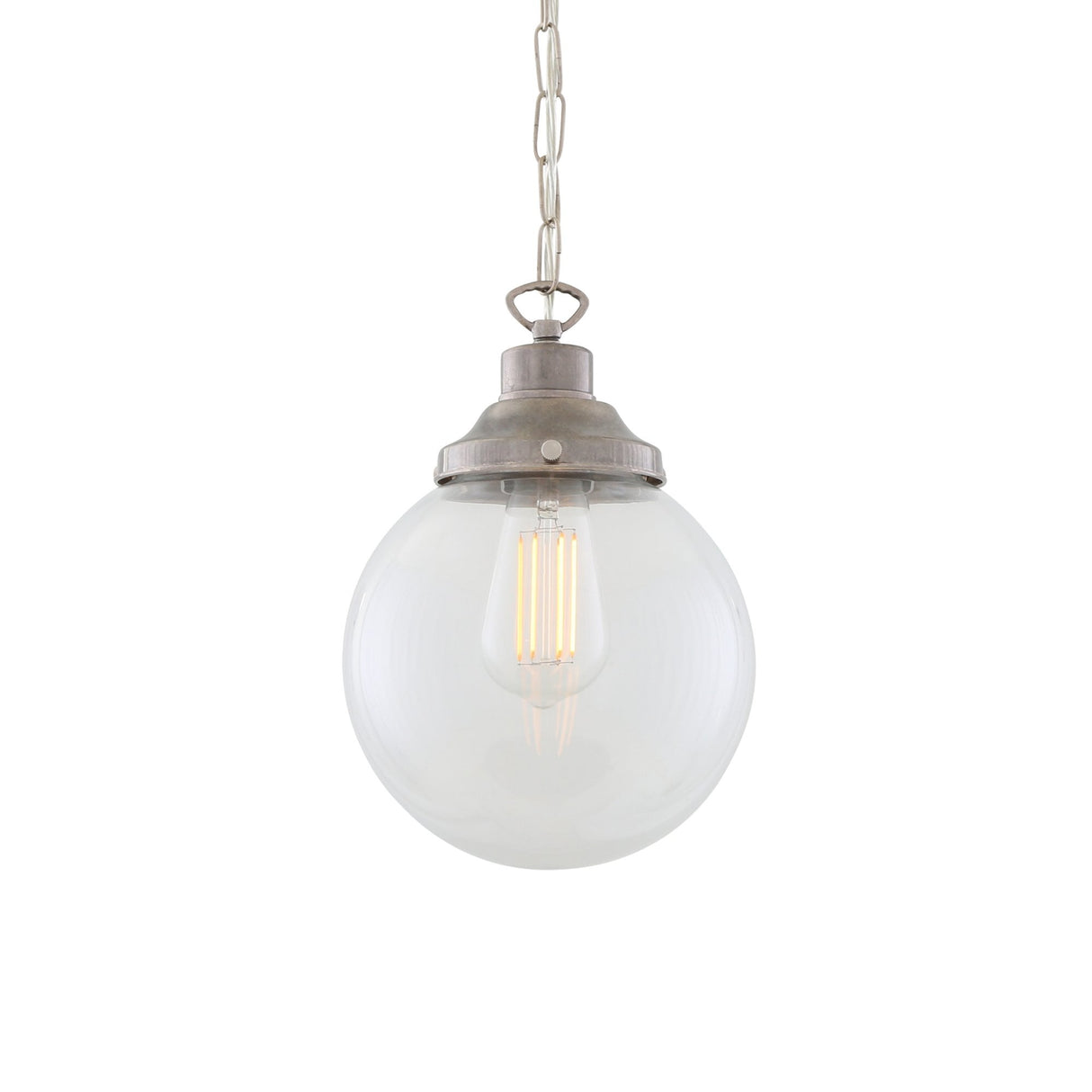 Riad Vintage Clear Globe Pendant Light - Antique Brass Finish