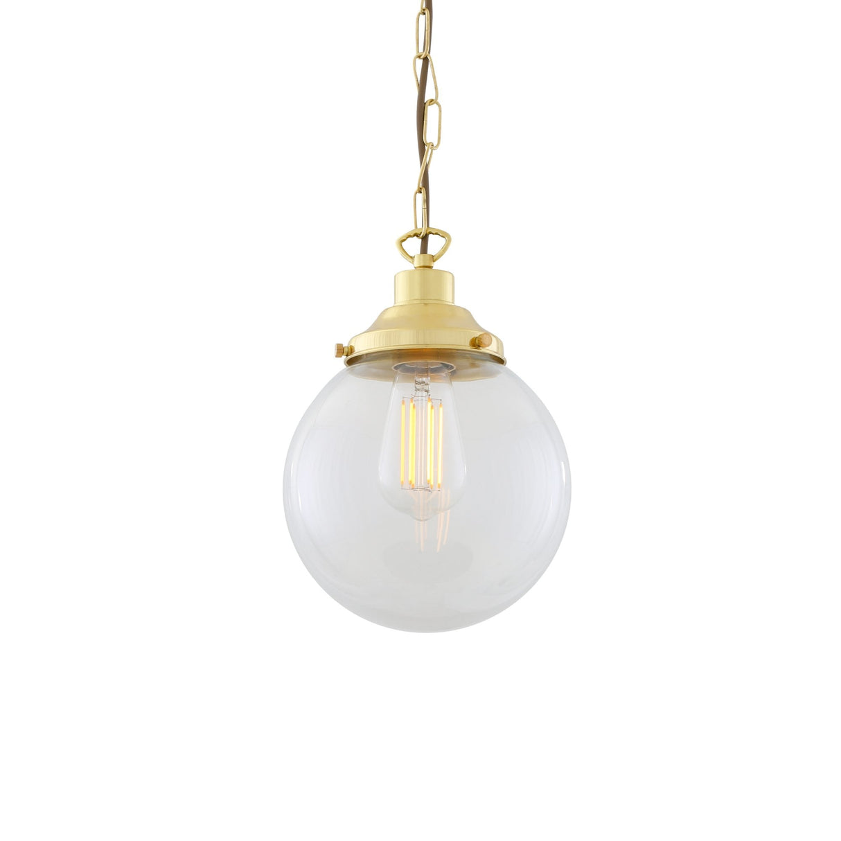Riad Vintage Clear Globe Pendant Light - Antique Brass Finish